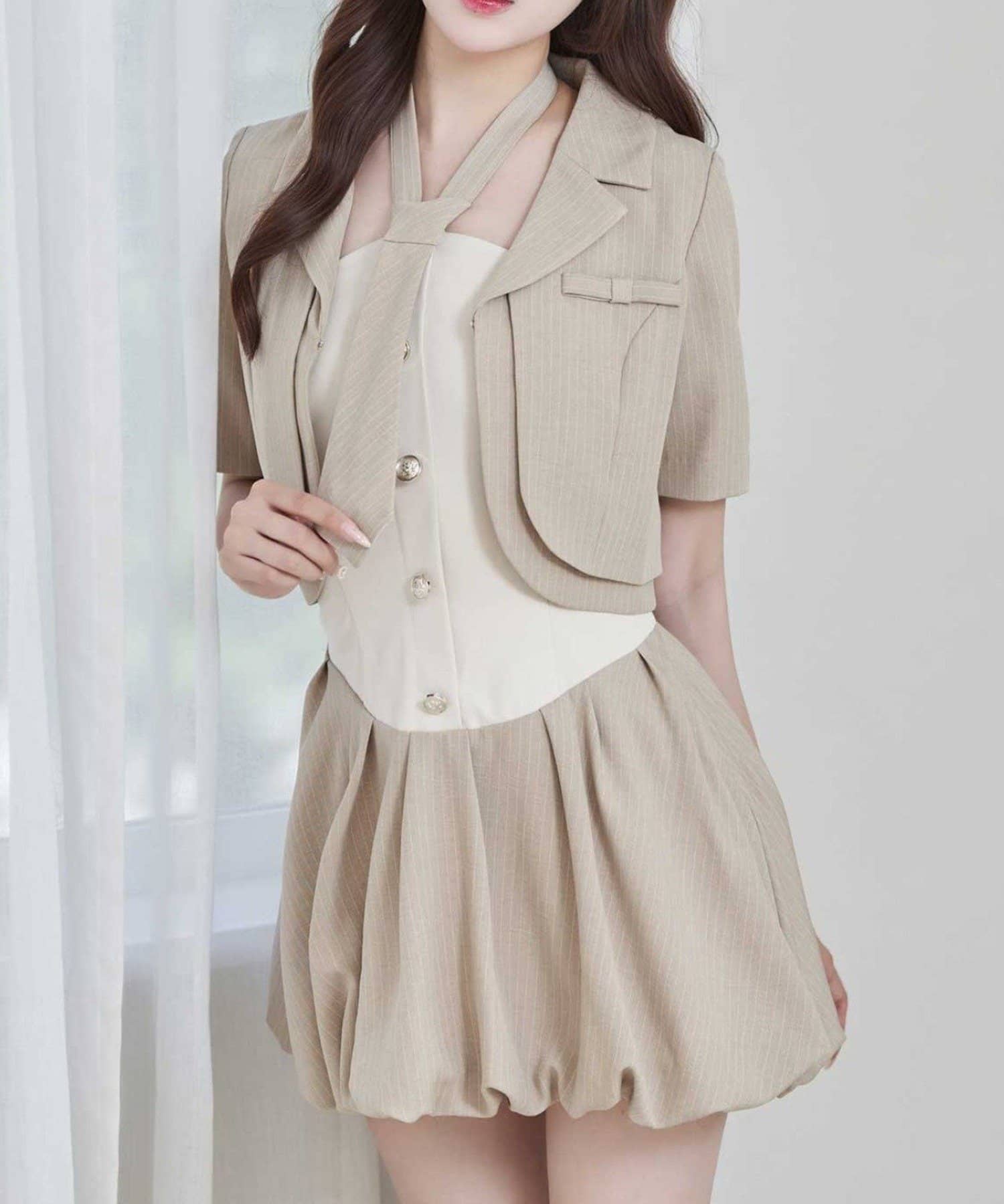 NICE CLAUP / OLIVE des OLIVE OUTLET(ナイスクラップ  / オリーブ デ オリーブ アウトレット) 【Belle Charme】ベアトップワンピース&タイセット