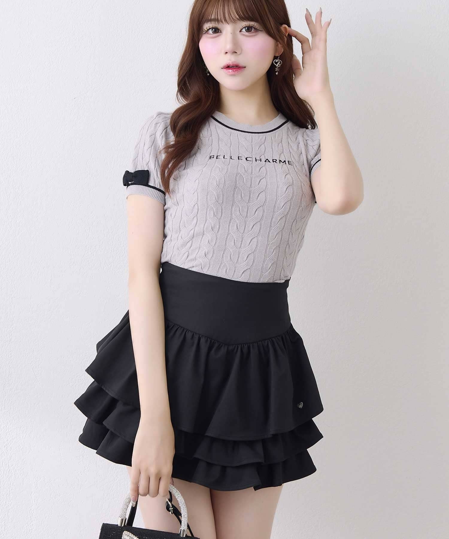 Belle Charme(ベルシャルム) Ribbon Line Cable Knit