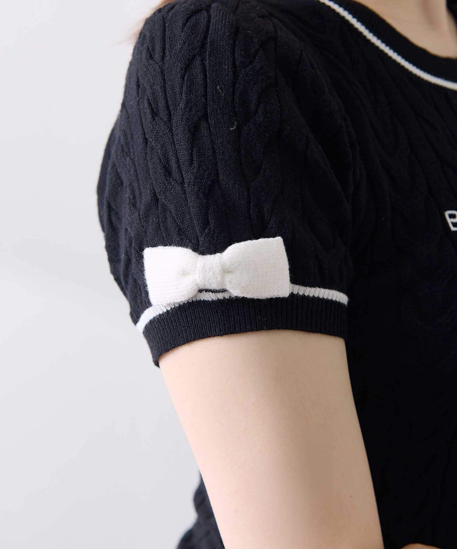 Belle Charme(ベルシャルム) Ribbon Line Cable Knit
