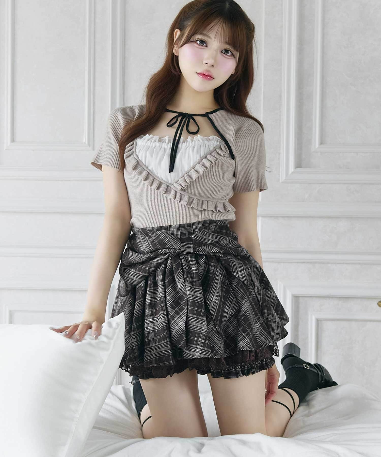 Belle Charme(ベルシャルム) Girly Layered Knit