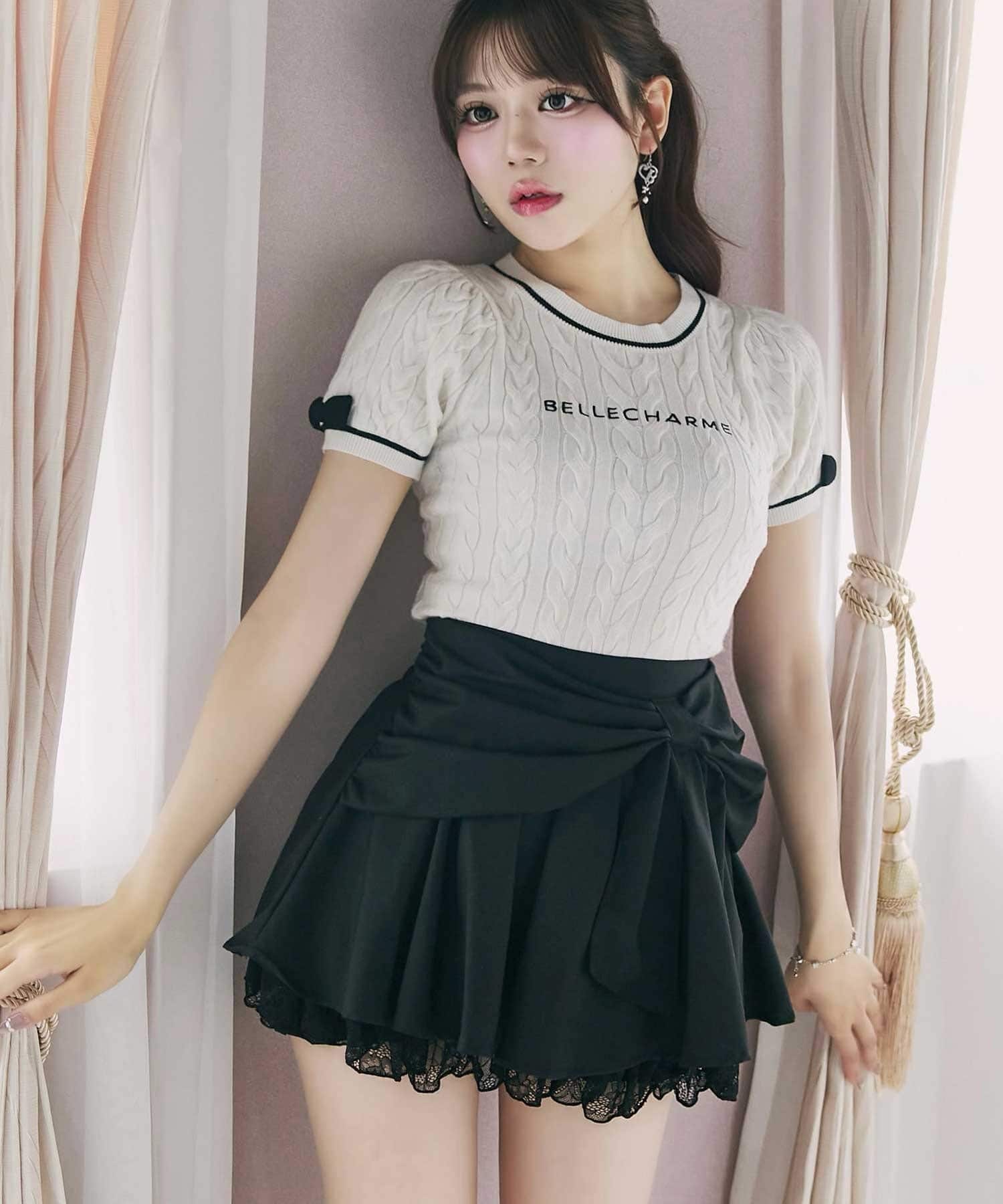 Belle Charme(ベルシャルム) Big Ribbon Frill Skirt