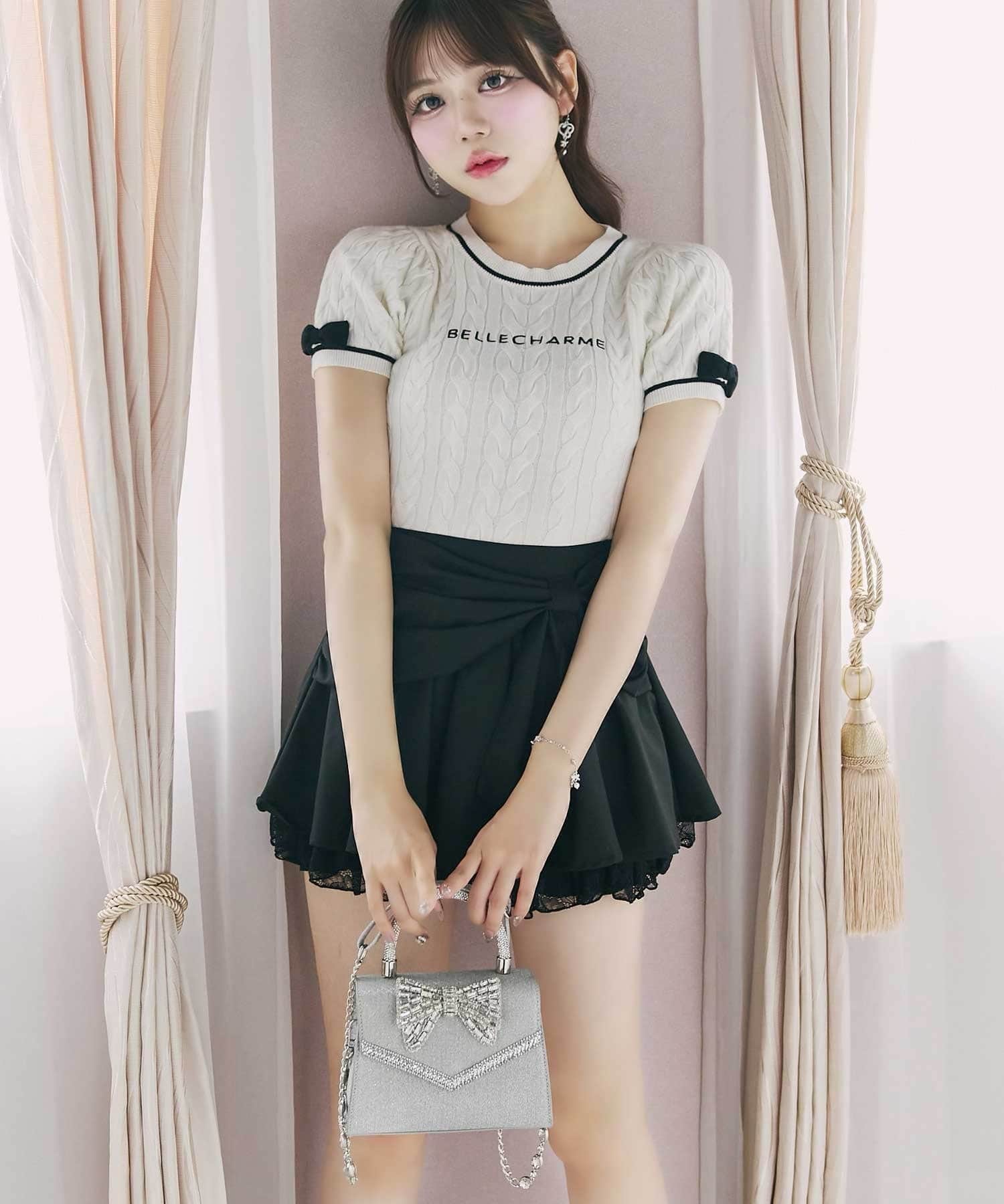 Belle Charme(ベルシャルム) Big Ribbon Frill Skirt
