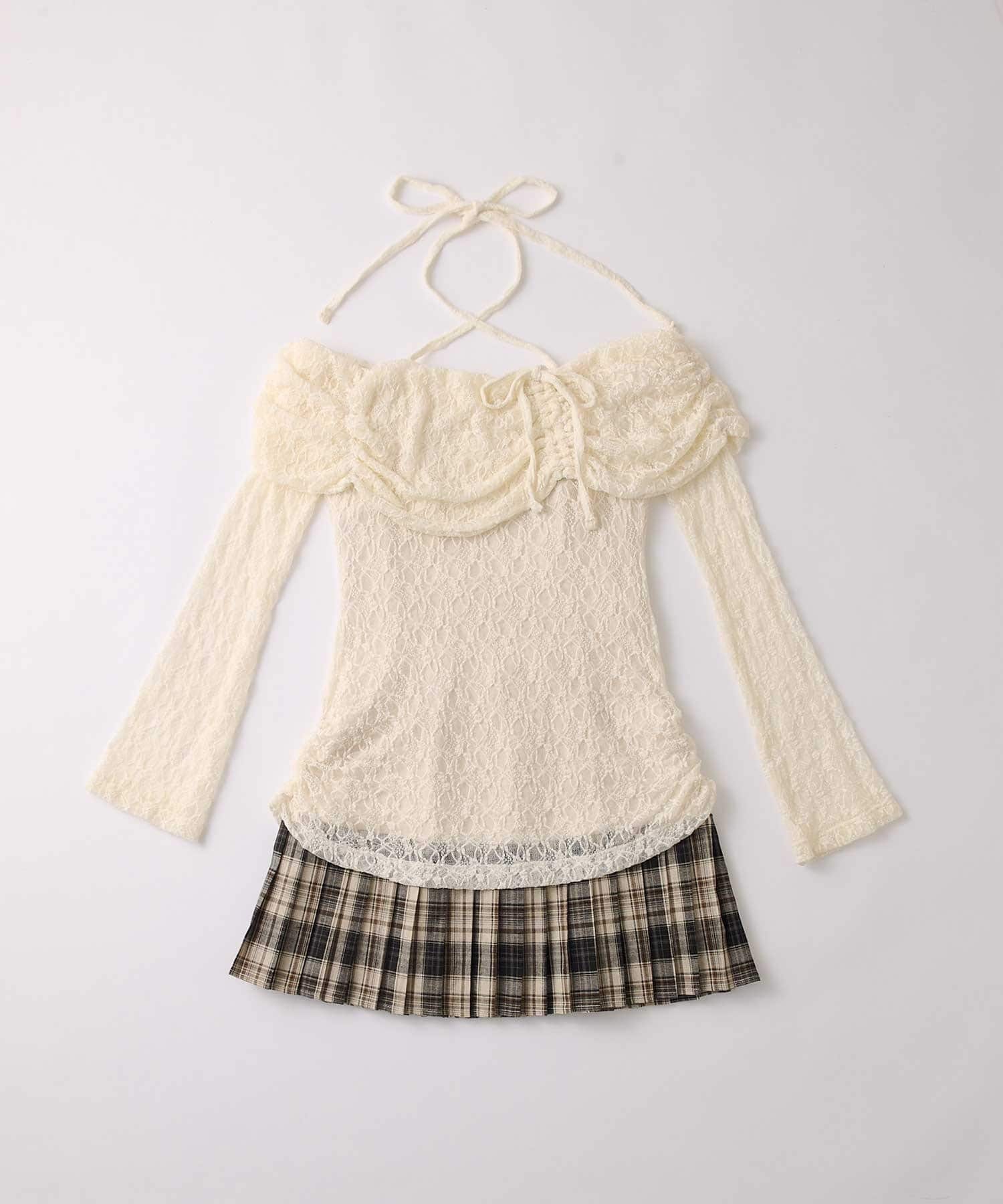 Belle Charme(ベルシャルム) Lace Layered Pleated Onepiece