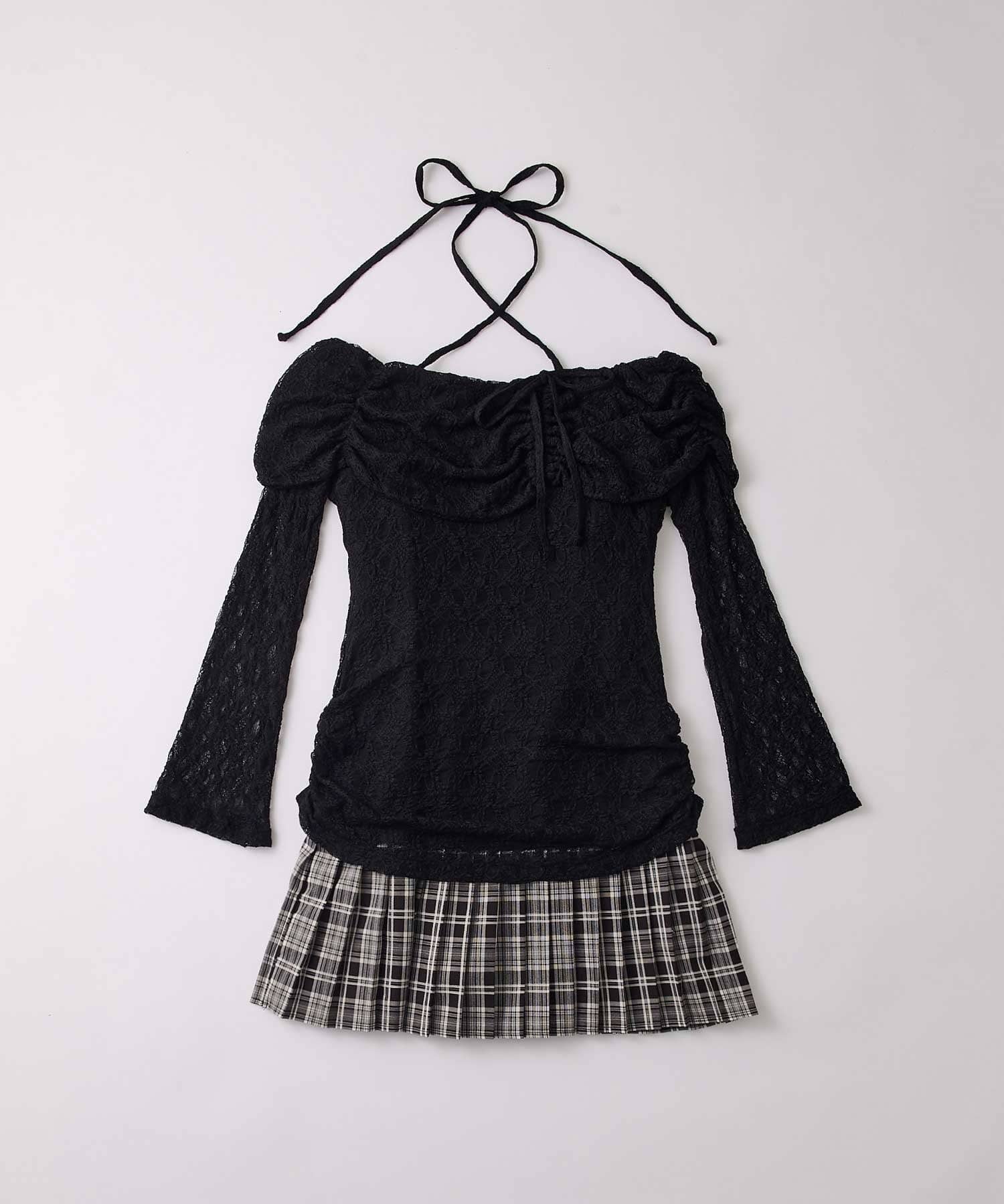 Belle Charme(ベルシャルム) Lace Layered Pleated Onepiece