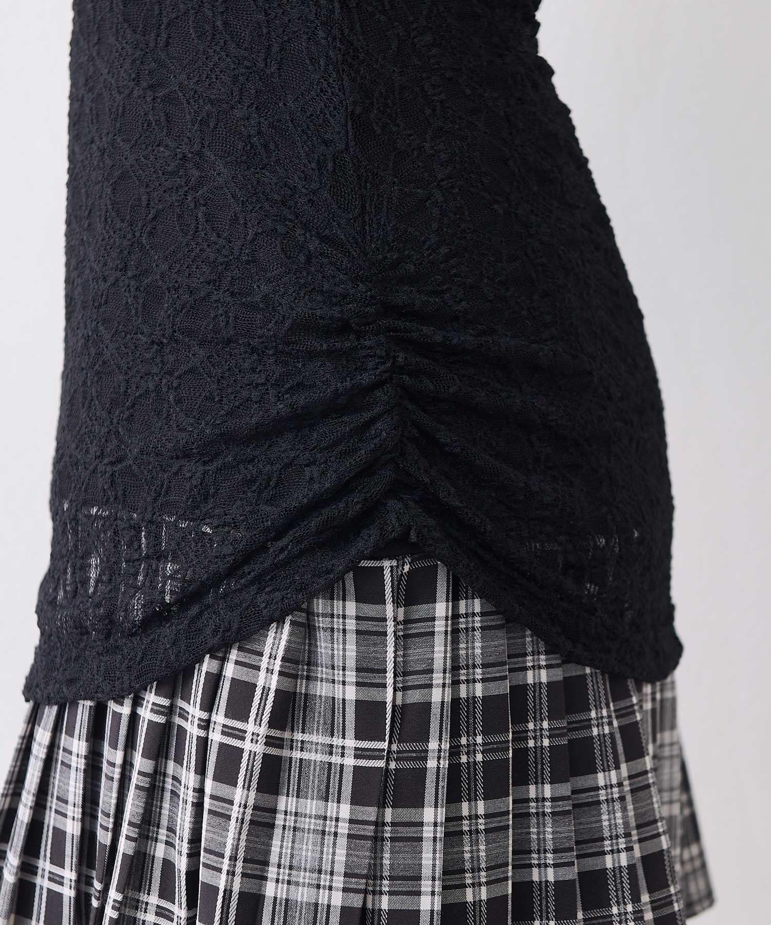 Belle Charme(ベルシャルム) Lace Layered Pleated Onepiece