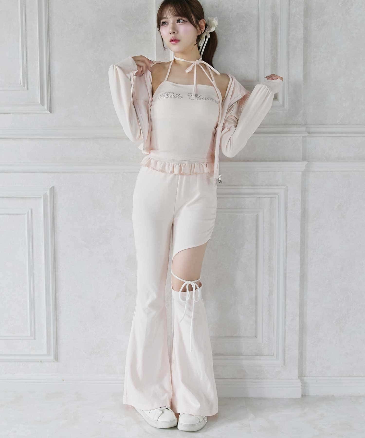 Belle Charme(ベルシャルム) Back Logo Sweat Flare Pants
