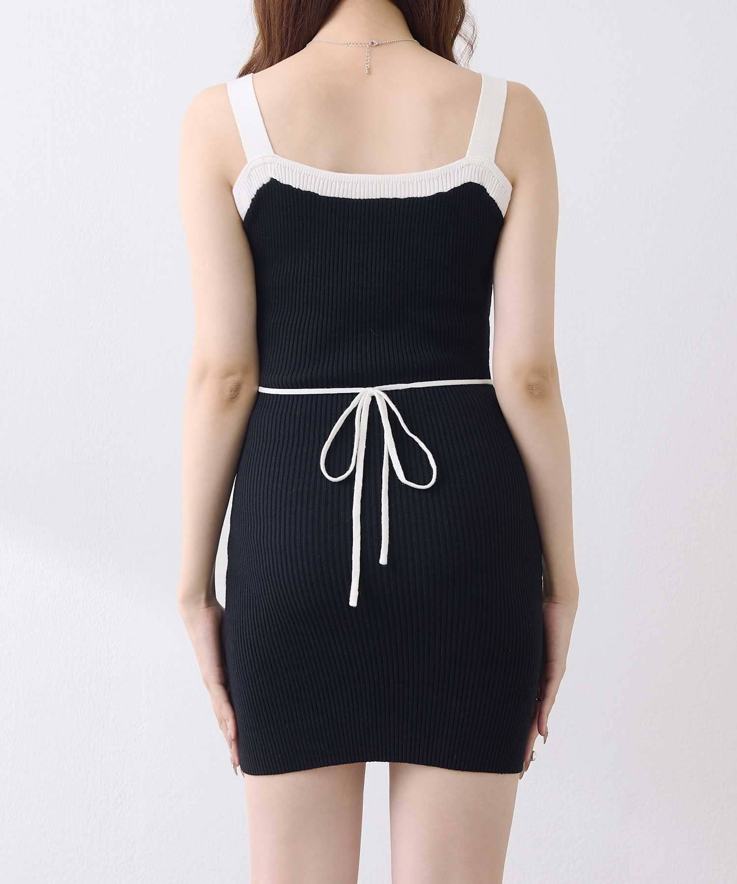 Belle Charme(ベルシャルム) Ribbon Rib Knit Onepiece