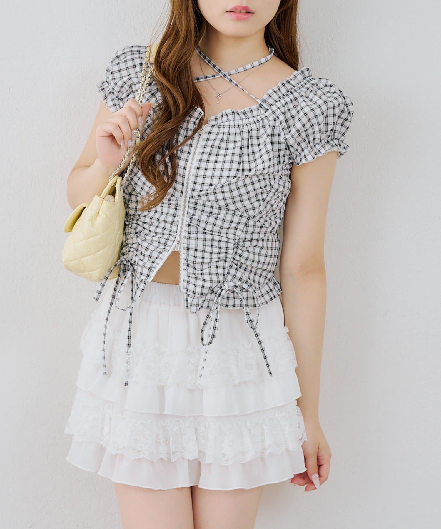 NICE CLAUP / OLIVE des OLIVE OUTLET(ナイスクラップ  / オリーブ デ オリーブ アウトレット) 【continuer】フロントZIPドロストブラウス