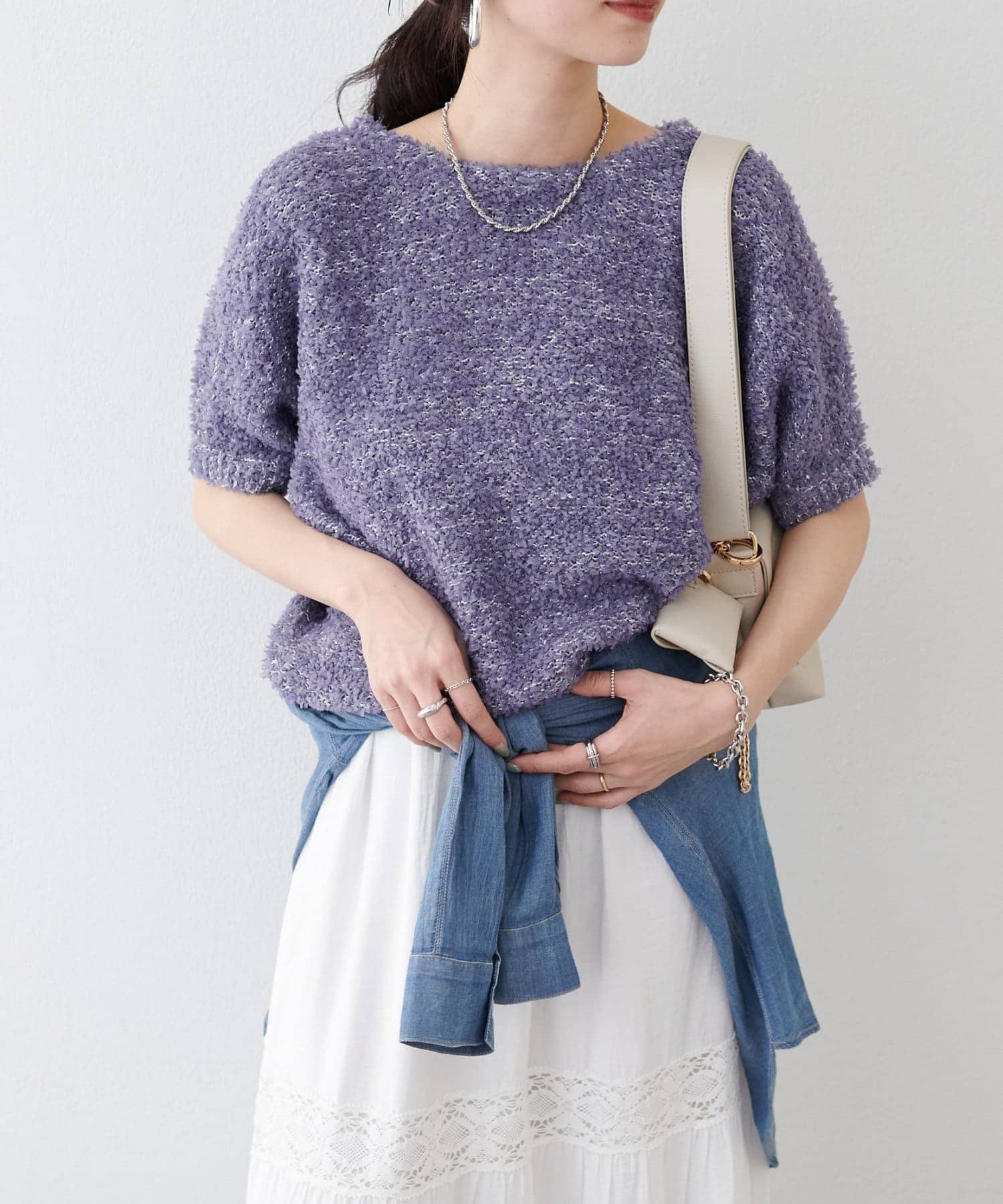 NICE CLAUP / OLIVE des OLIVE OUTLET(ナイスクラップ  / オリーブ デ オリーブ アウトレット) 【LARUTA】リボンヤーンドルマンサマーニット