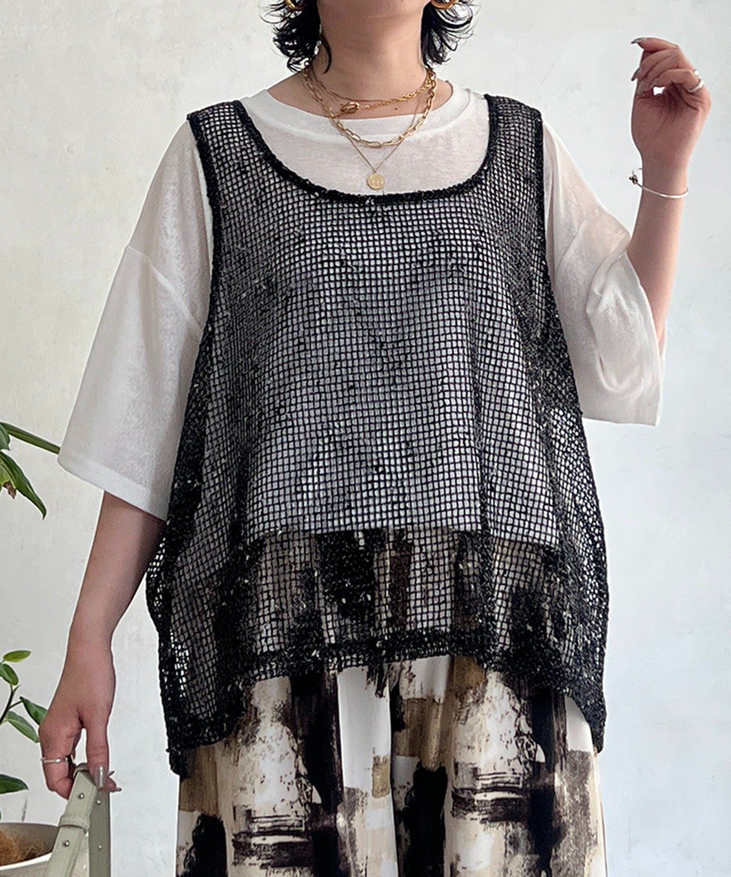 un dix cors(アンディコール) メッシュ×シアーTEEセット