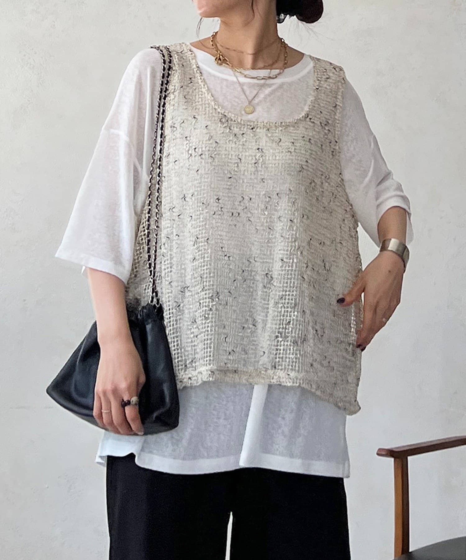 un dix cors(アンディコール) メッシュ×シアーTEEセット
