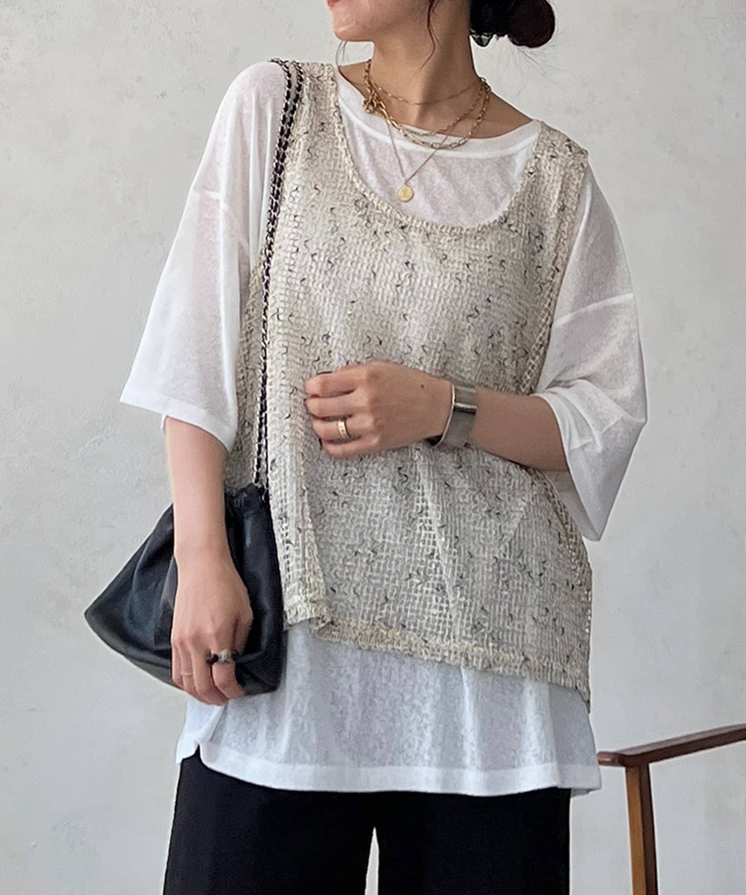 un dix cors(アンディコール) メッシュ×シアーTEEセット