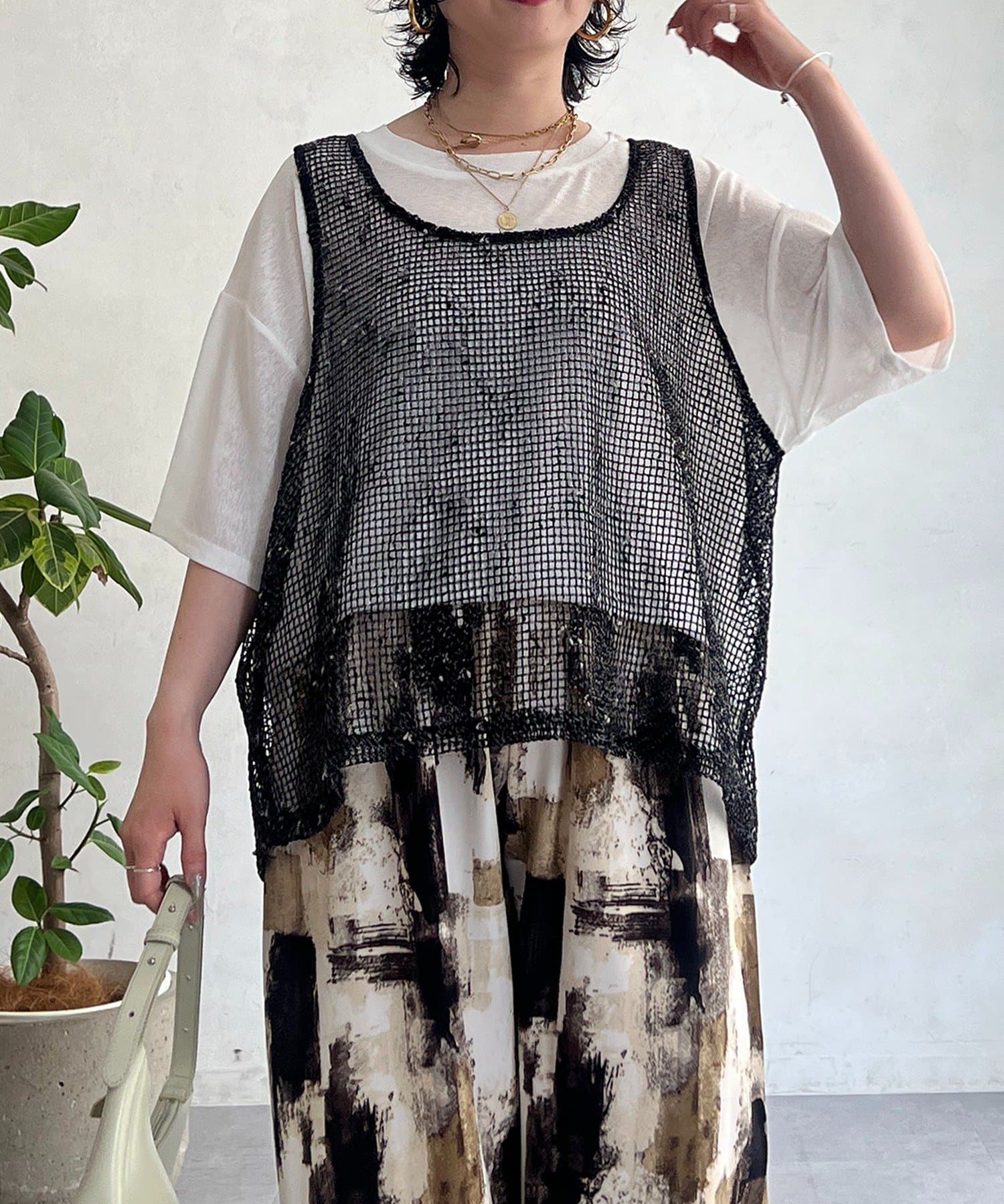 un dix cors(アンディコール) メッシュ×シアーTEEセット
