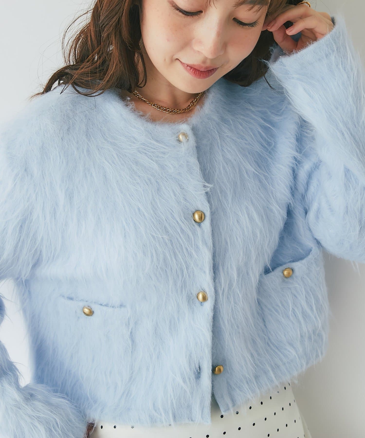 La boutique BonBon(ラブティックボンボン) 【最強愛されニット】FUR加工ジャケットカーディガン