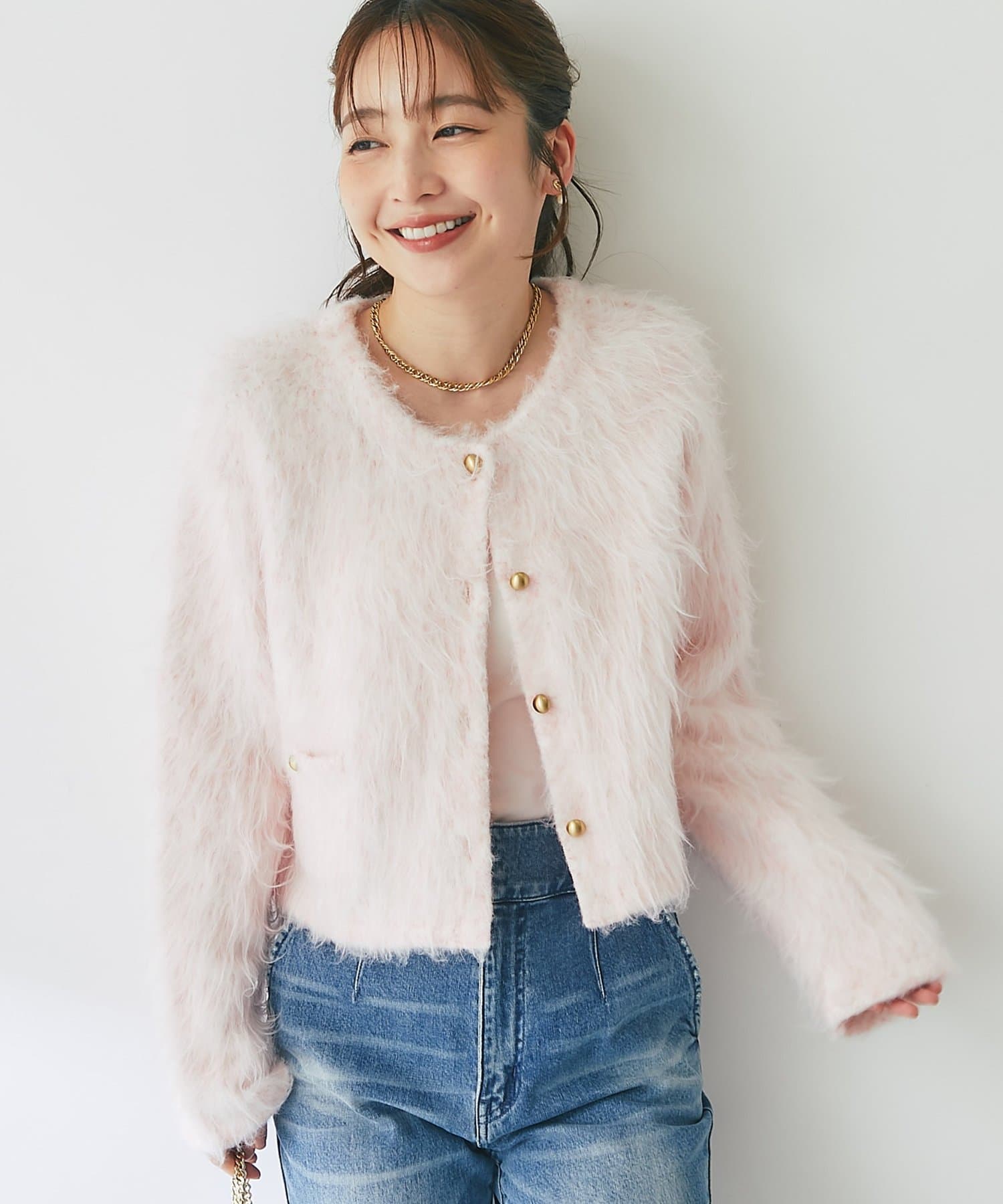 La boutique BonBon(ラブティックボンボン) 【最強愛されニット】FUR加工ジャケットカーディガン