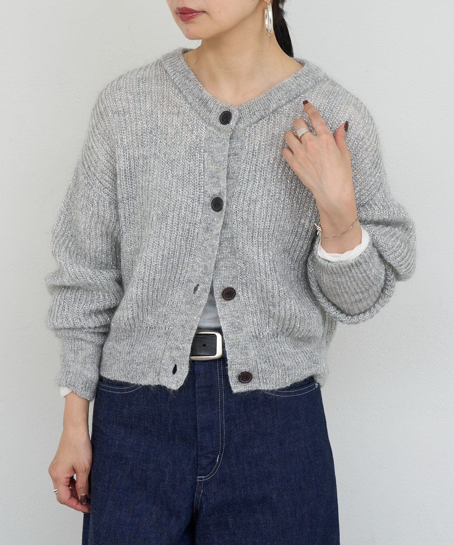 russet(ラシット) 《キッドモヘア》ラメニットカーディガン