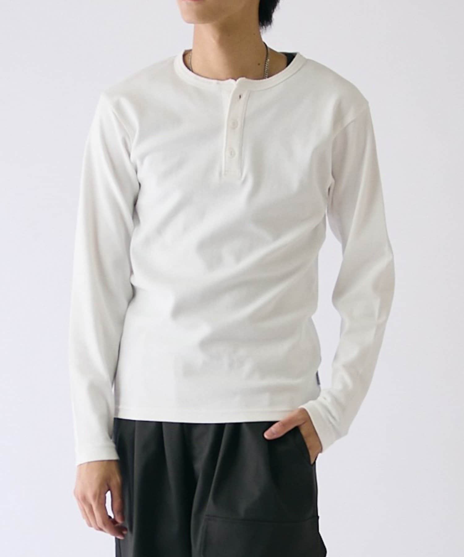 -goocy-(グーシー) スパンリブヘンリーネックL/S TEE