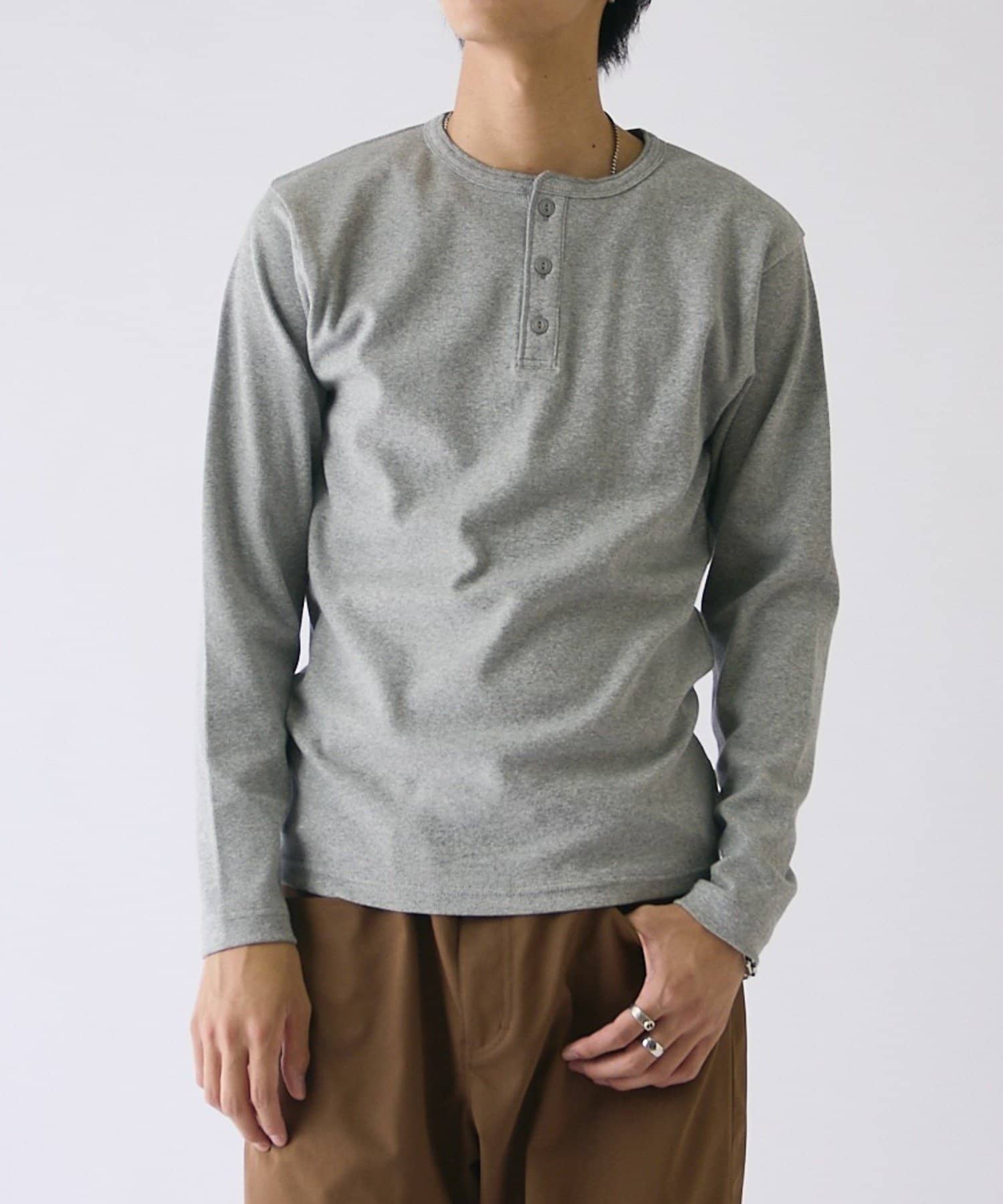 -goocy-(グーシー) スパンリブヘンリーネックL/S TEE