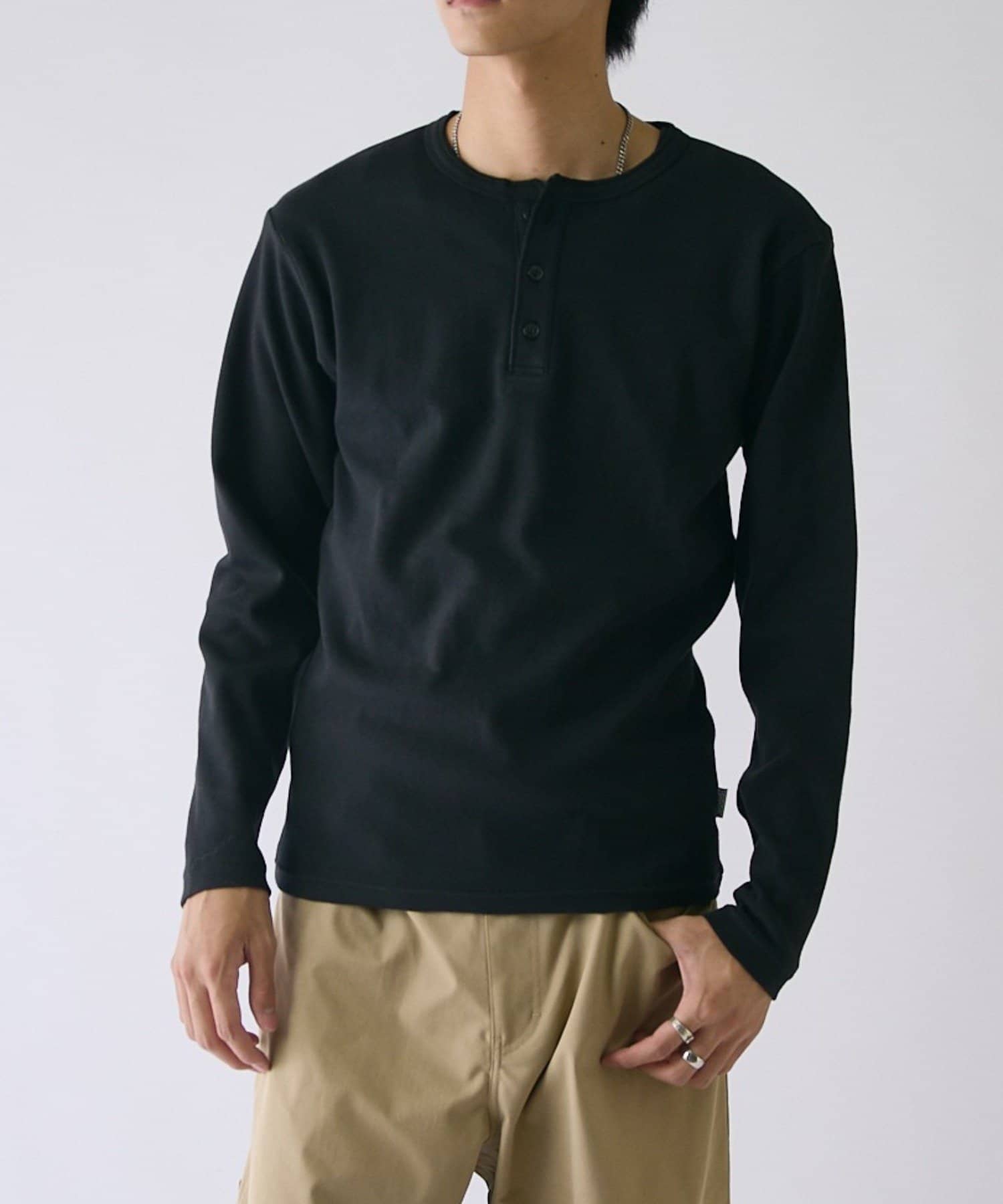 -goocy-(グーシー) スパンリブヘンリーネックL/S TEE