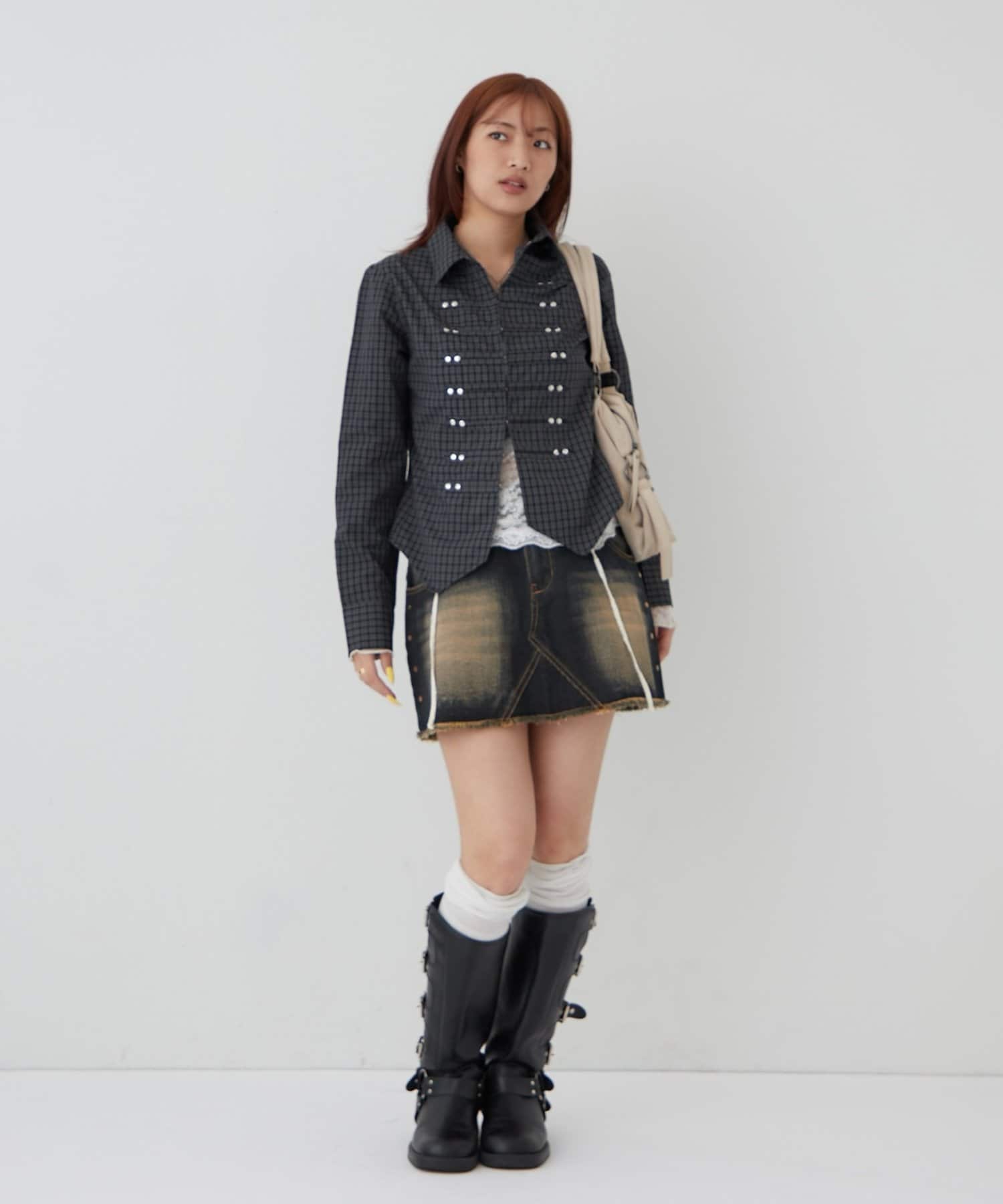 OUTLET(アウトレット) 【WHO'S WHO gallery】スタッズデニムミニスカート