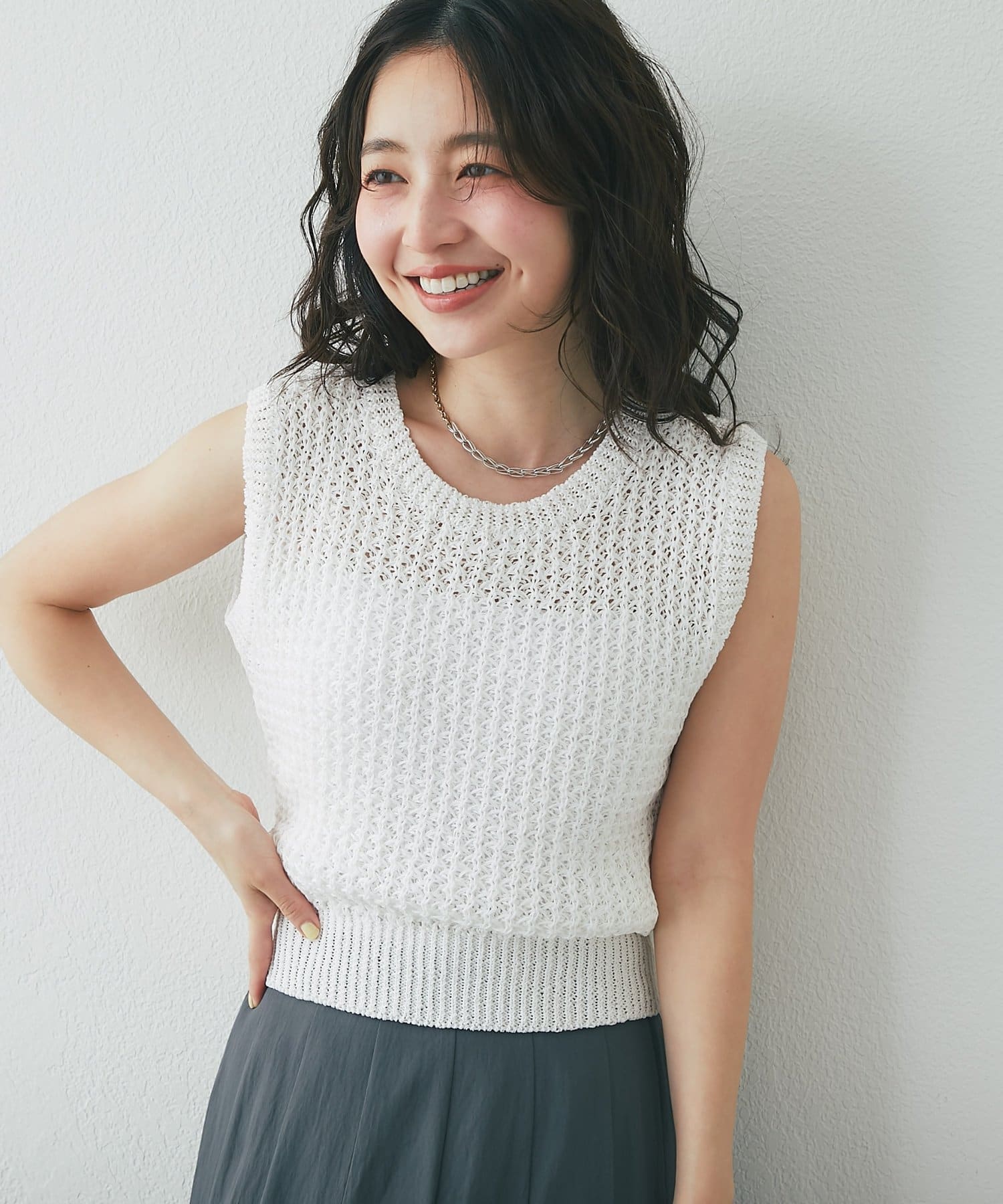 OUTLET(アウトレット) 【La boutique BonBon】コンパクトノースリニット