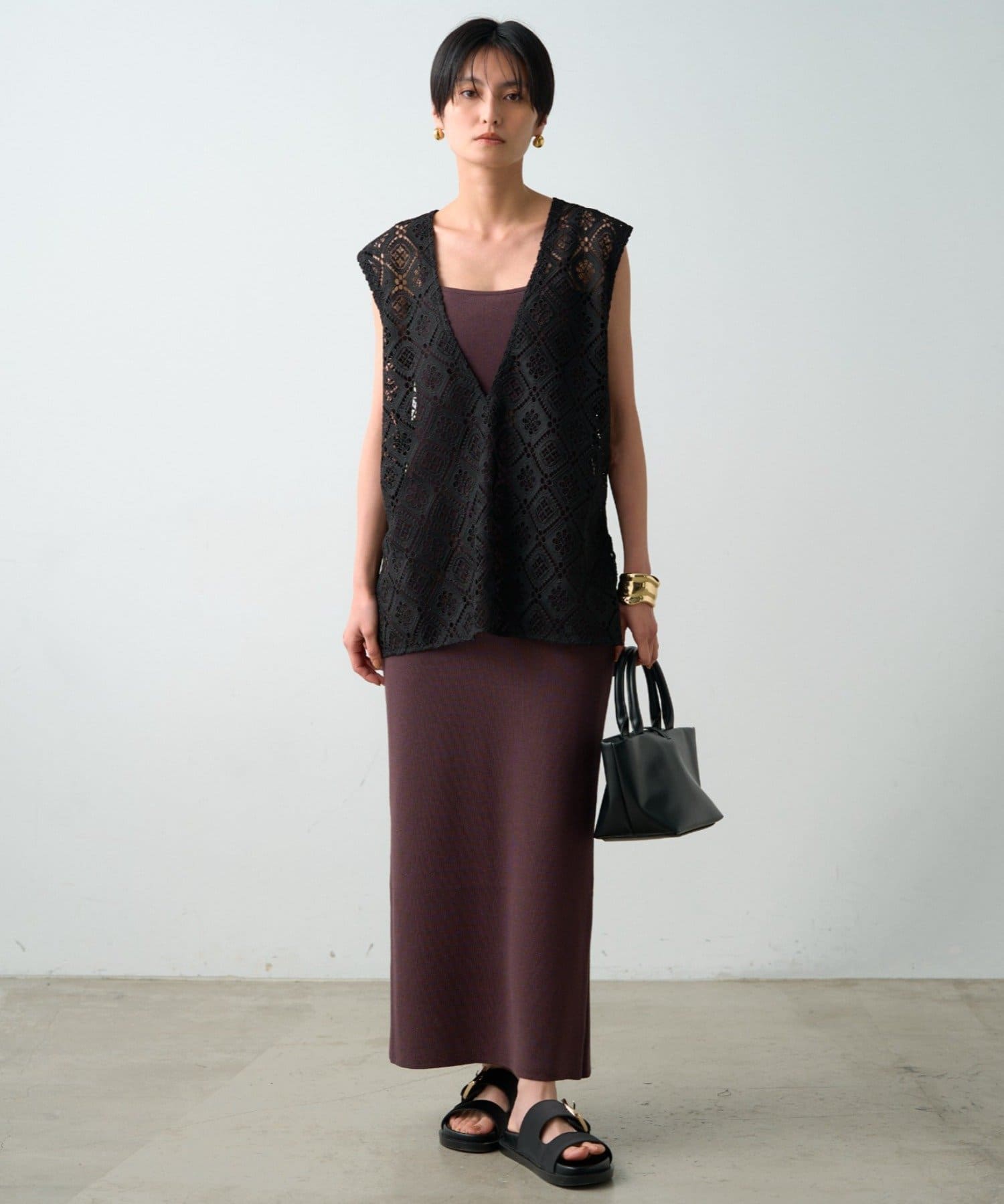 OUTLET(アウトレット) 【Loungedress】ニットキャミワンピース