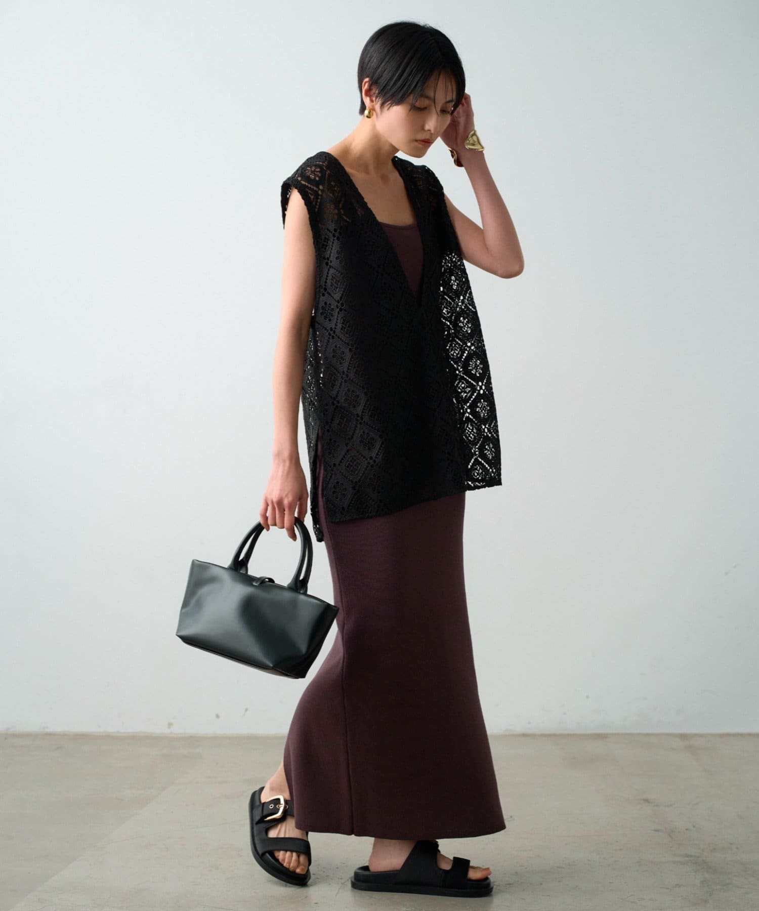 OUTLET(アウトレット) 【Loungedress】ニットキャミワンピース
