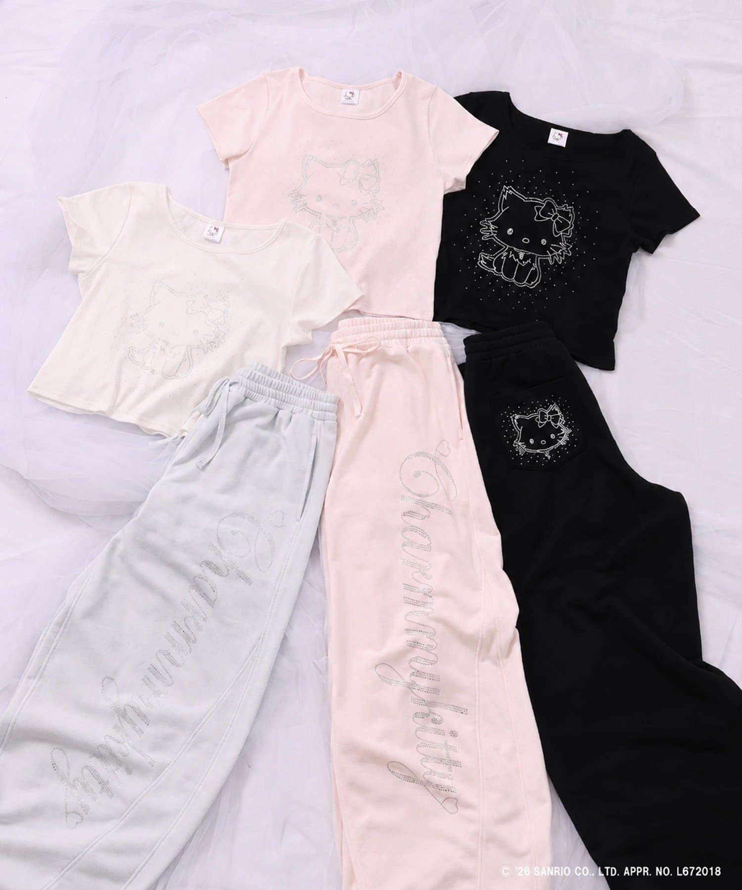 one after another NICE CLAUP(ワンアフターアナザー ナイスクラップ) 【チャーミーキティ】ラインストーンTee