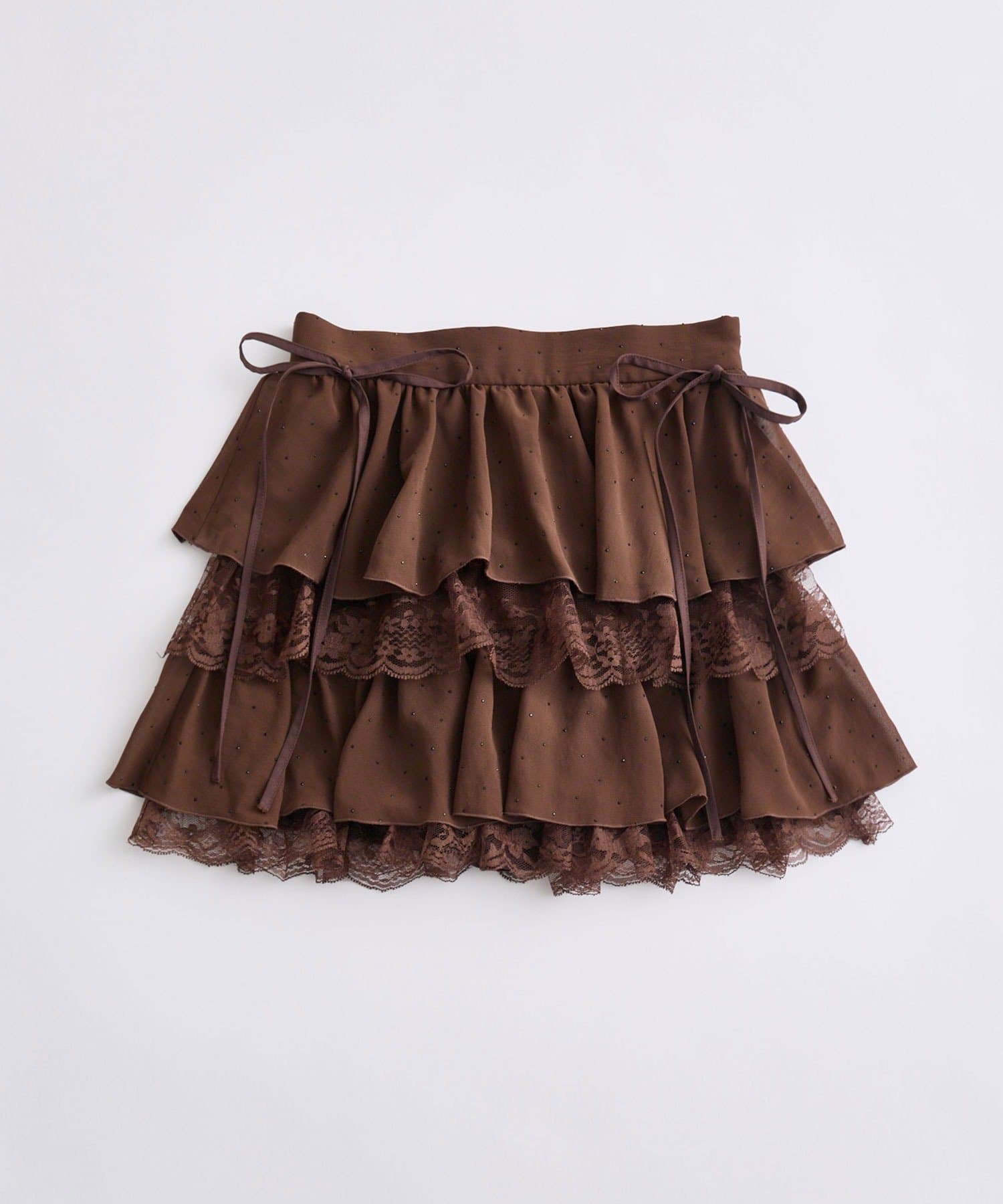 OLIVE des OLIVE(オリーブ デ オリーブ) エアリーラッフルティアードミニスカート