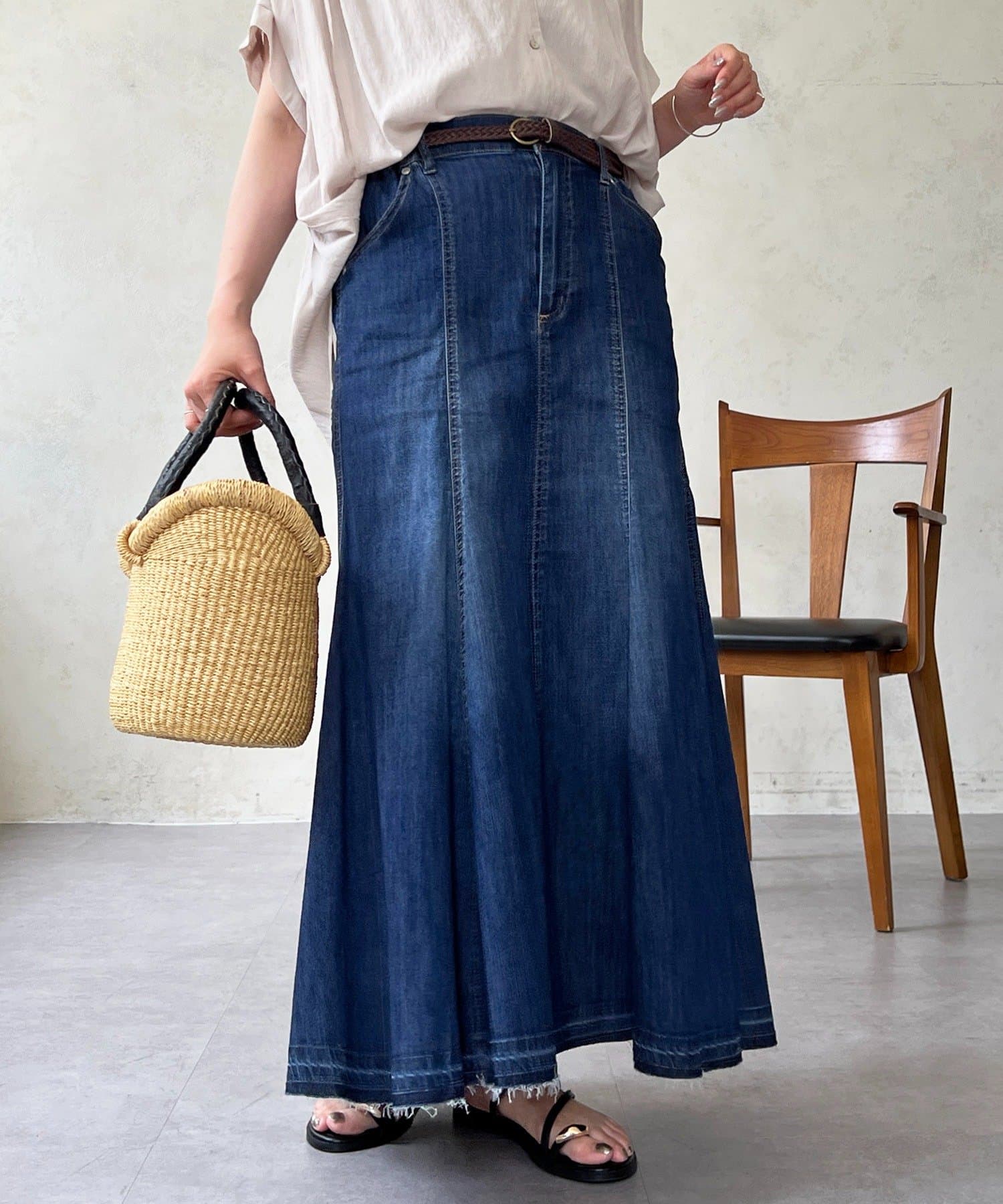 un dix cors(アンディコール) DENIMフレアスカート