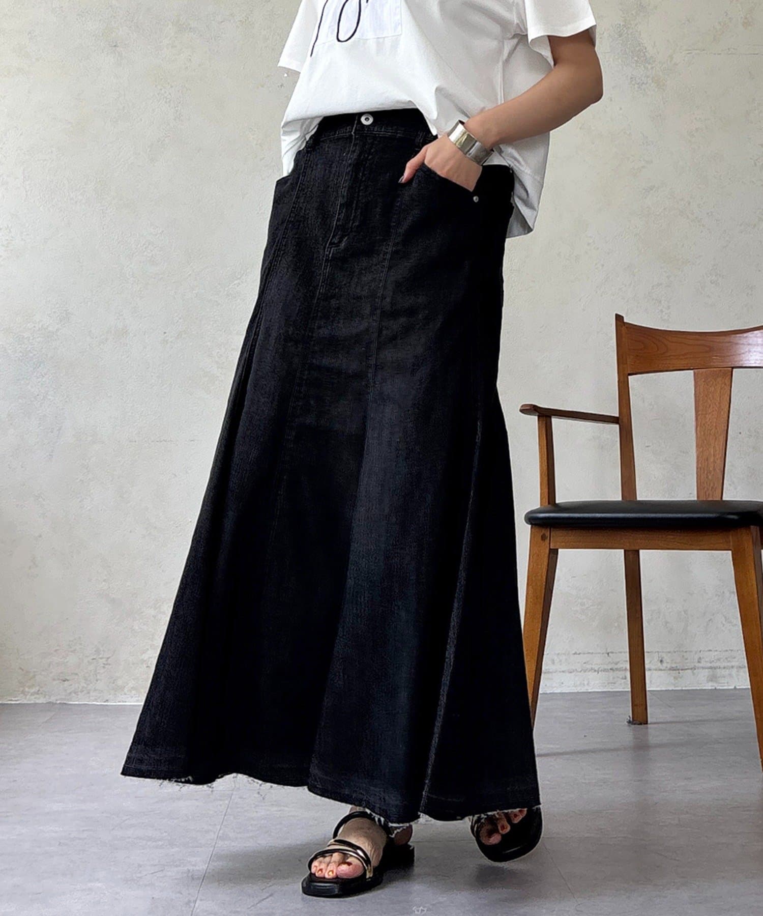 un dix cors(アンディコール) DENIMフレアスカート