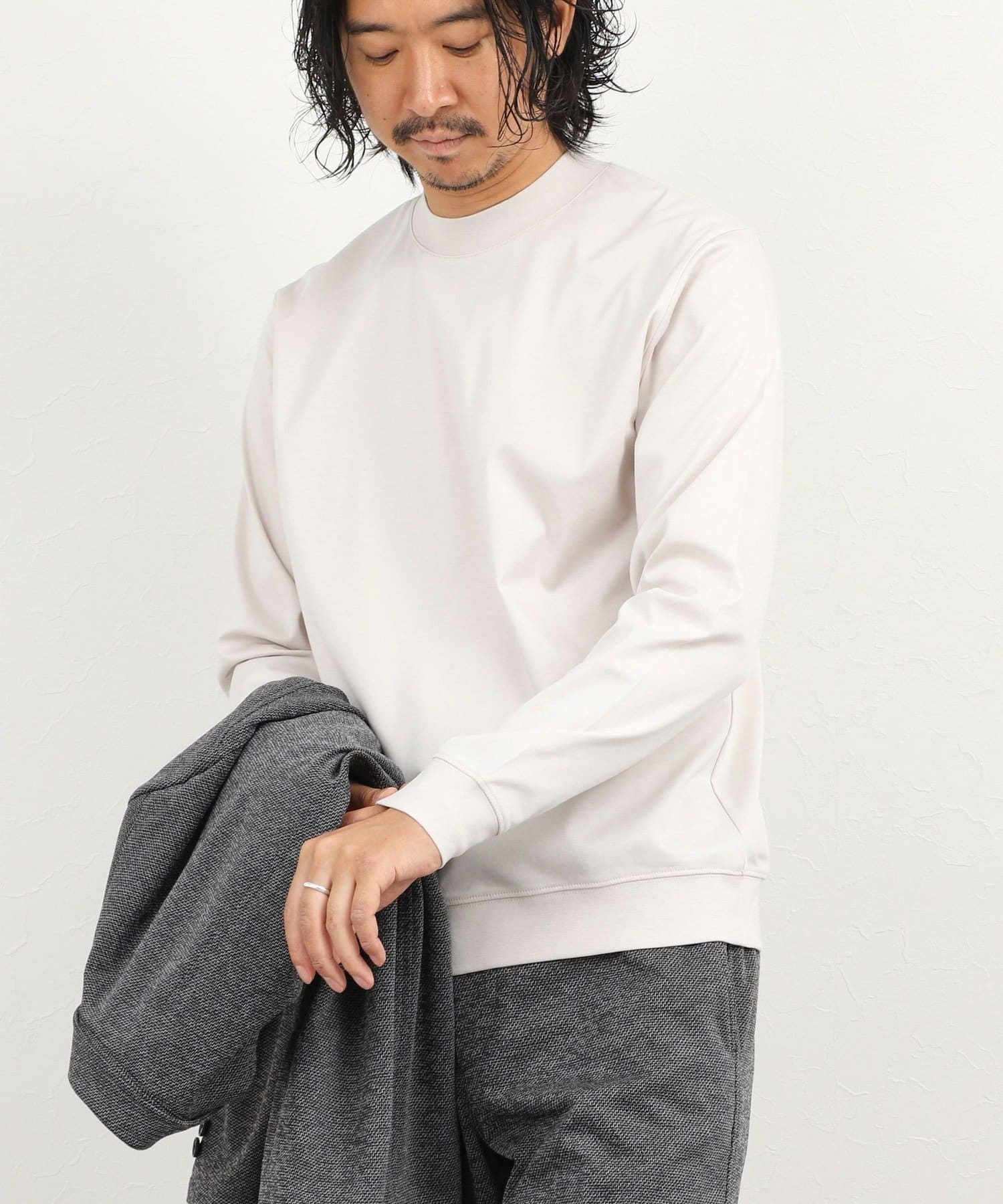 NOLLEY'S(ノーリーズ) 《ビジカジ対応》シルケットスムース クルーネック ドレスロンT 26AW