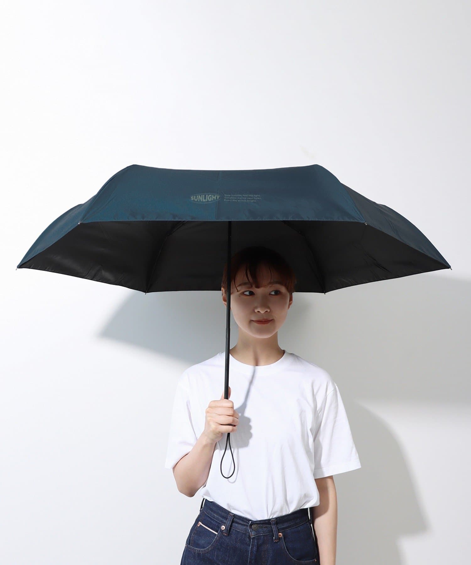 3COINS(スリーコインズ) 晴雨兼用折傘ロゴバイカラー
