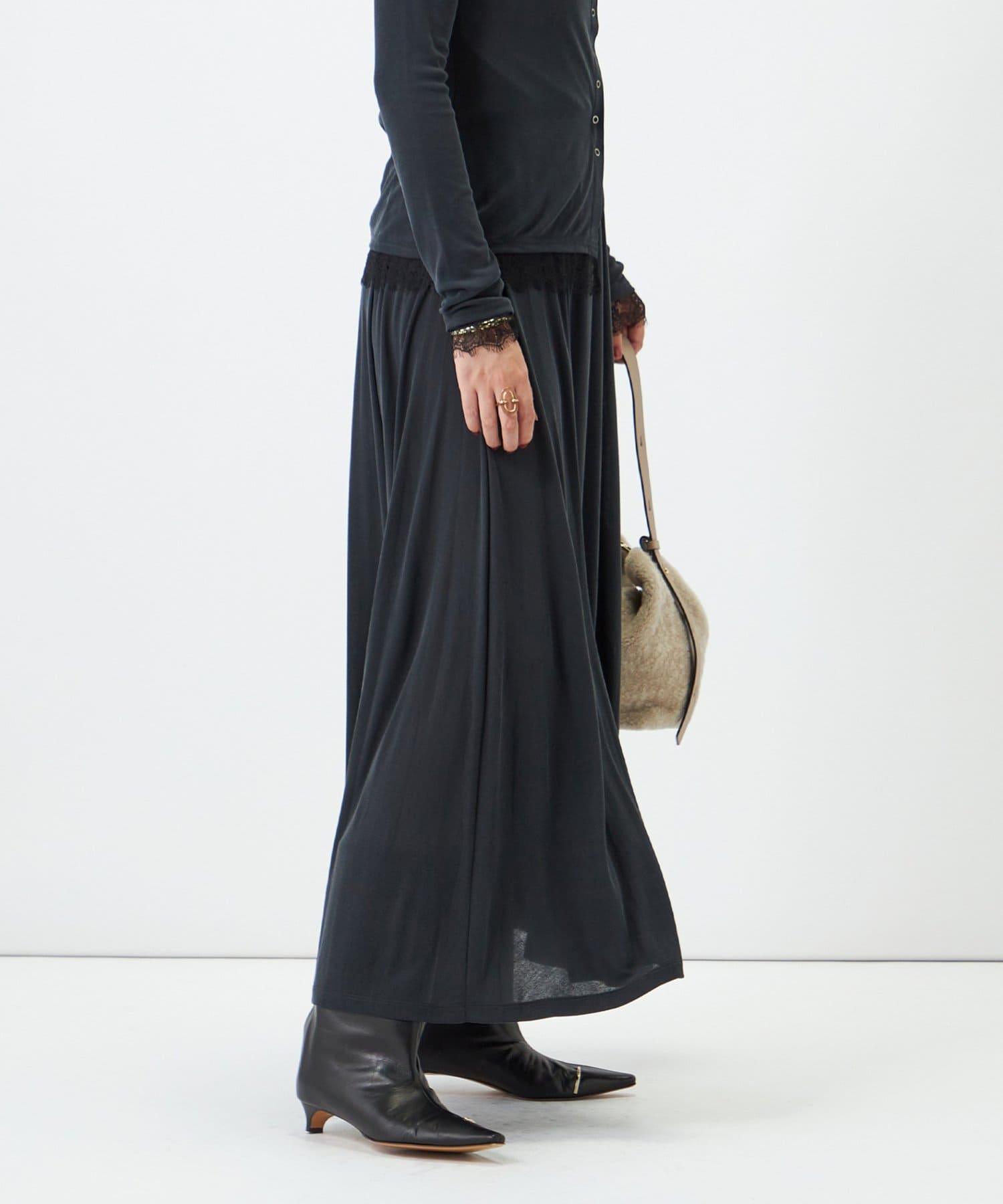 NOLLEY'S(ノーリーズ) 【WEB限】《セットアップ》ウォッシャブルフィブリルテレコフレアーマキシスカート