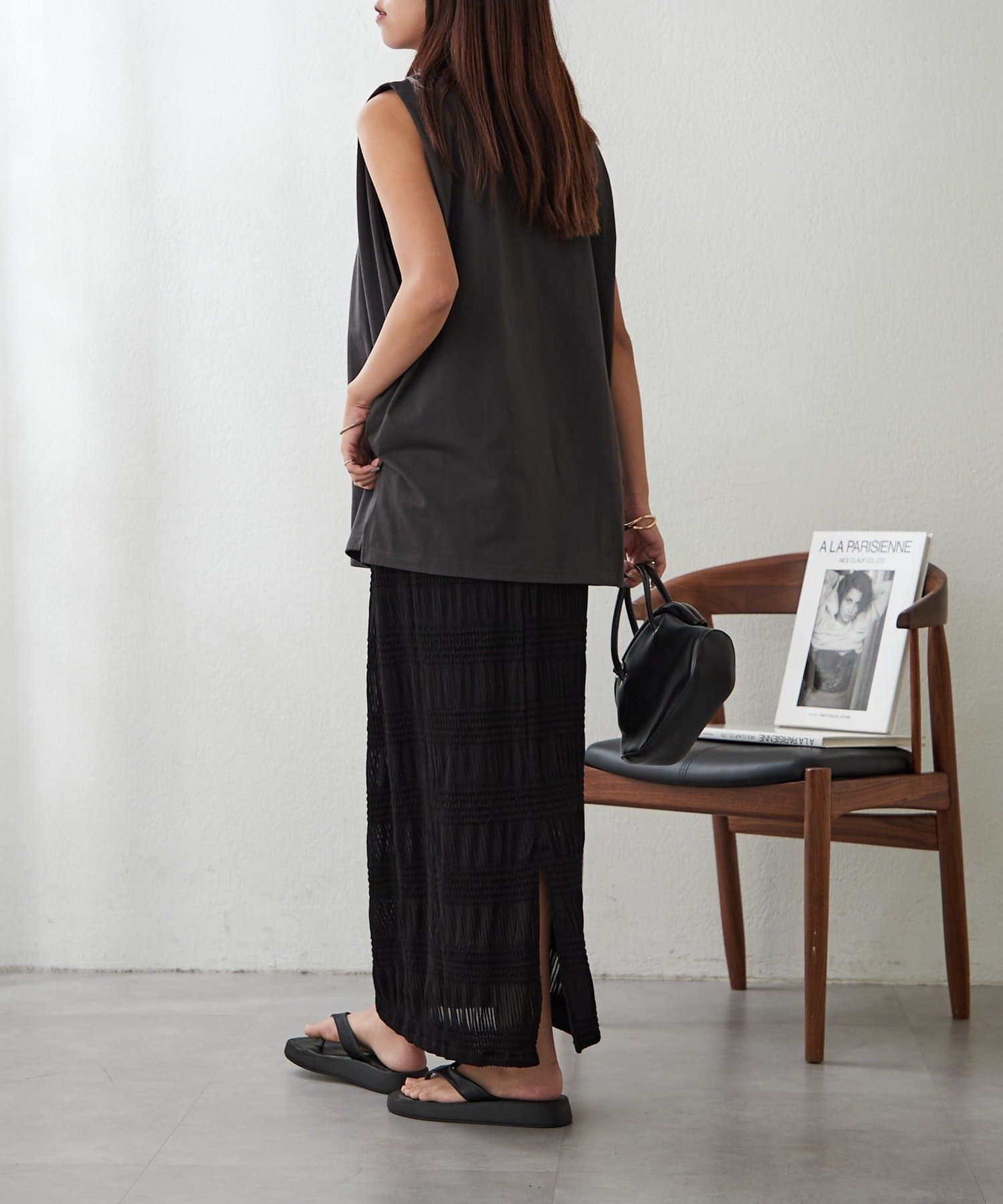 NICE CLAUP / OLIVE des OLIVE OUTLET(ナイスクラップ  / オリーブ デ オリーブ アウトレット) 【RMAF】フォト＆ロゴタックノースリカットソー