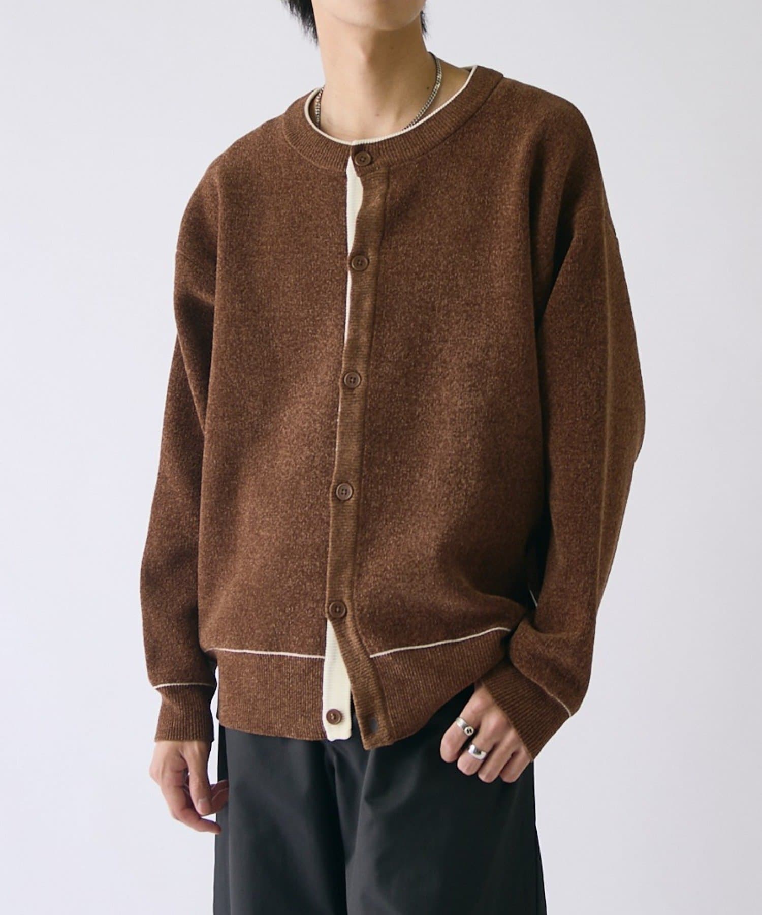 -goocy-(グーシー) モールダブルフェイスニットカーディガン