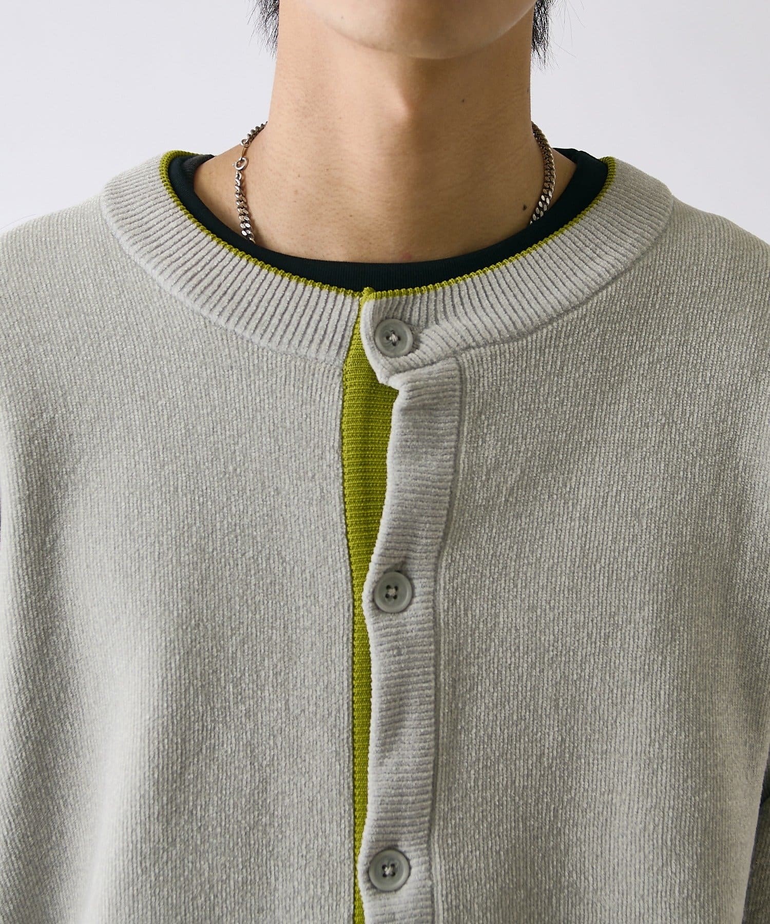 -goocy-(グーシー) モールダブルフェイスニットカーディガン