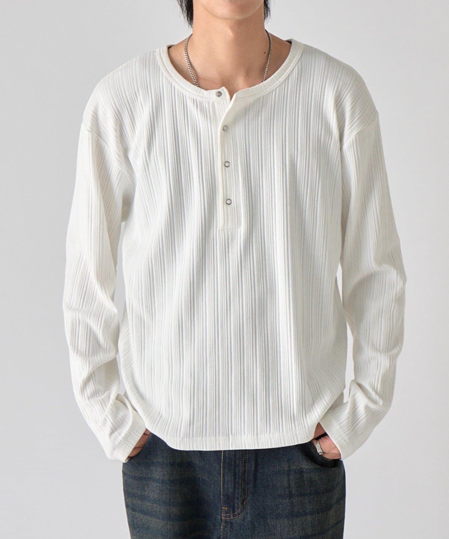 -goocy-(グーシー) ランダムテレコヘンリーネックロンT