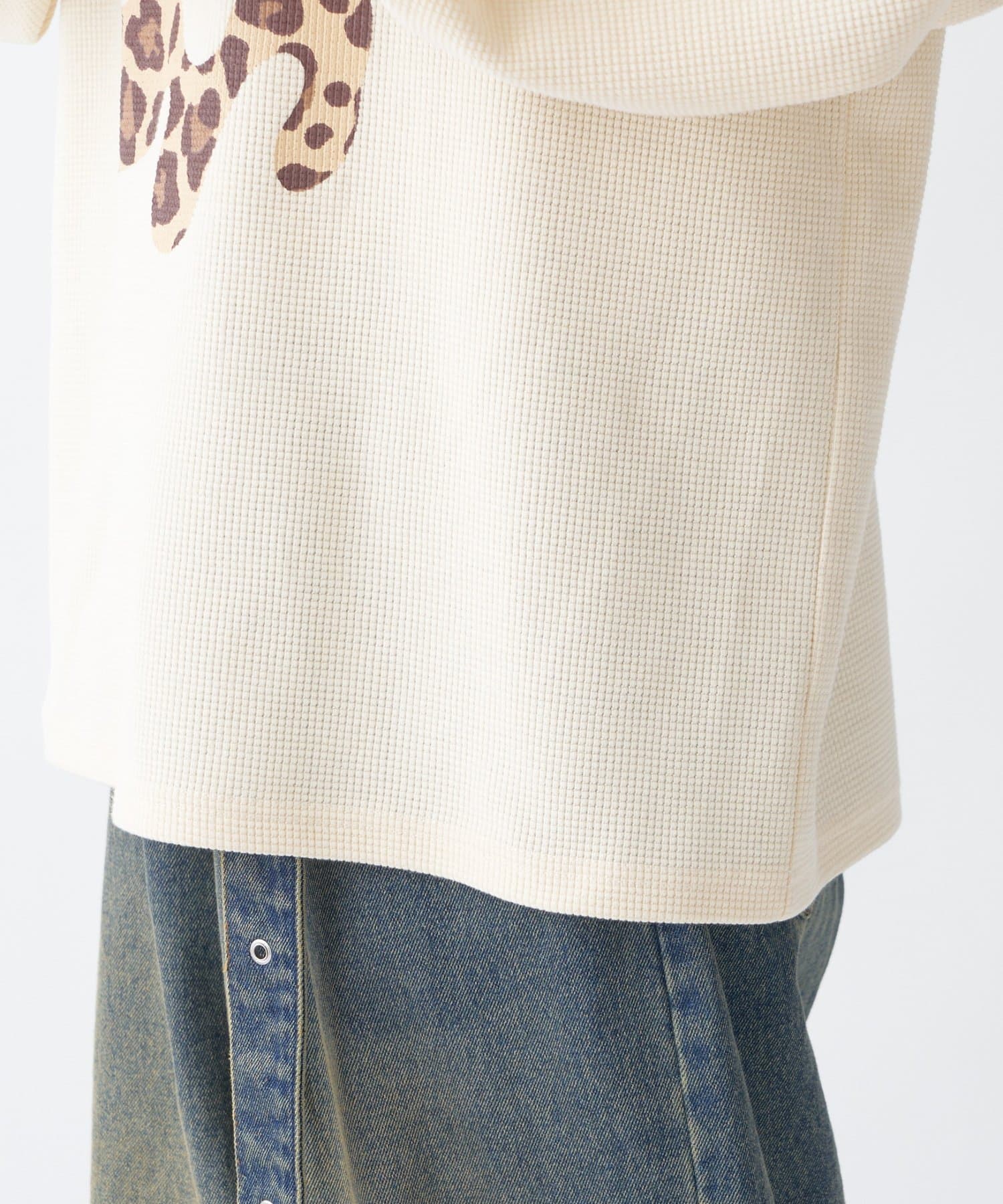 CIAOPANIC TYPY(チャオパニックティピー) 【UNISEX】ニュアンス柄プリント2WAYワッフルロンTEE