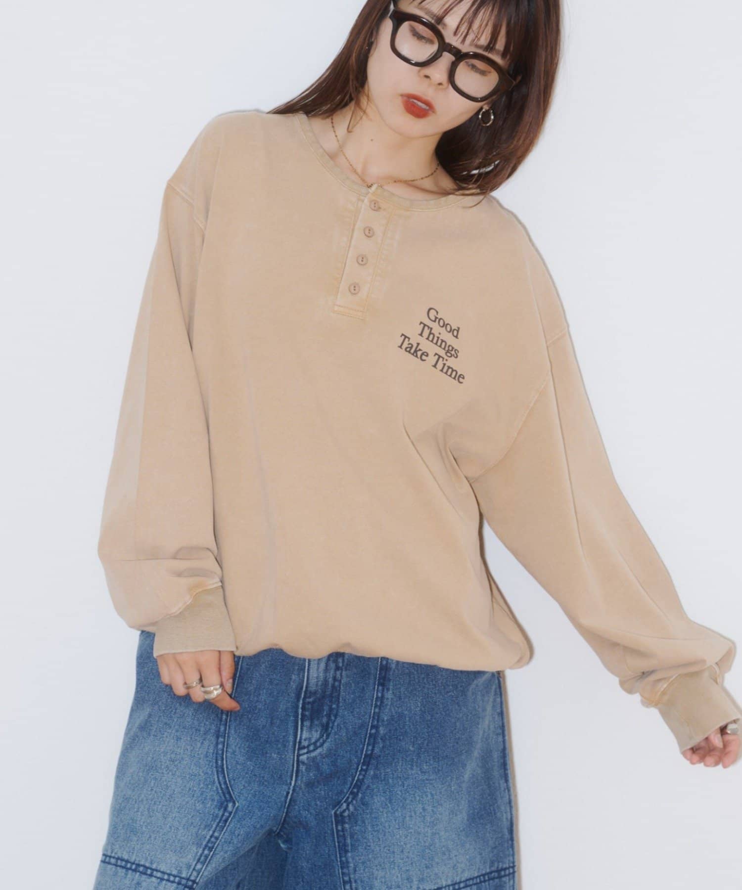 CIAOPANIC TYPY(チャオパニックティピー) パウダー加工ヘンリーロンTEE