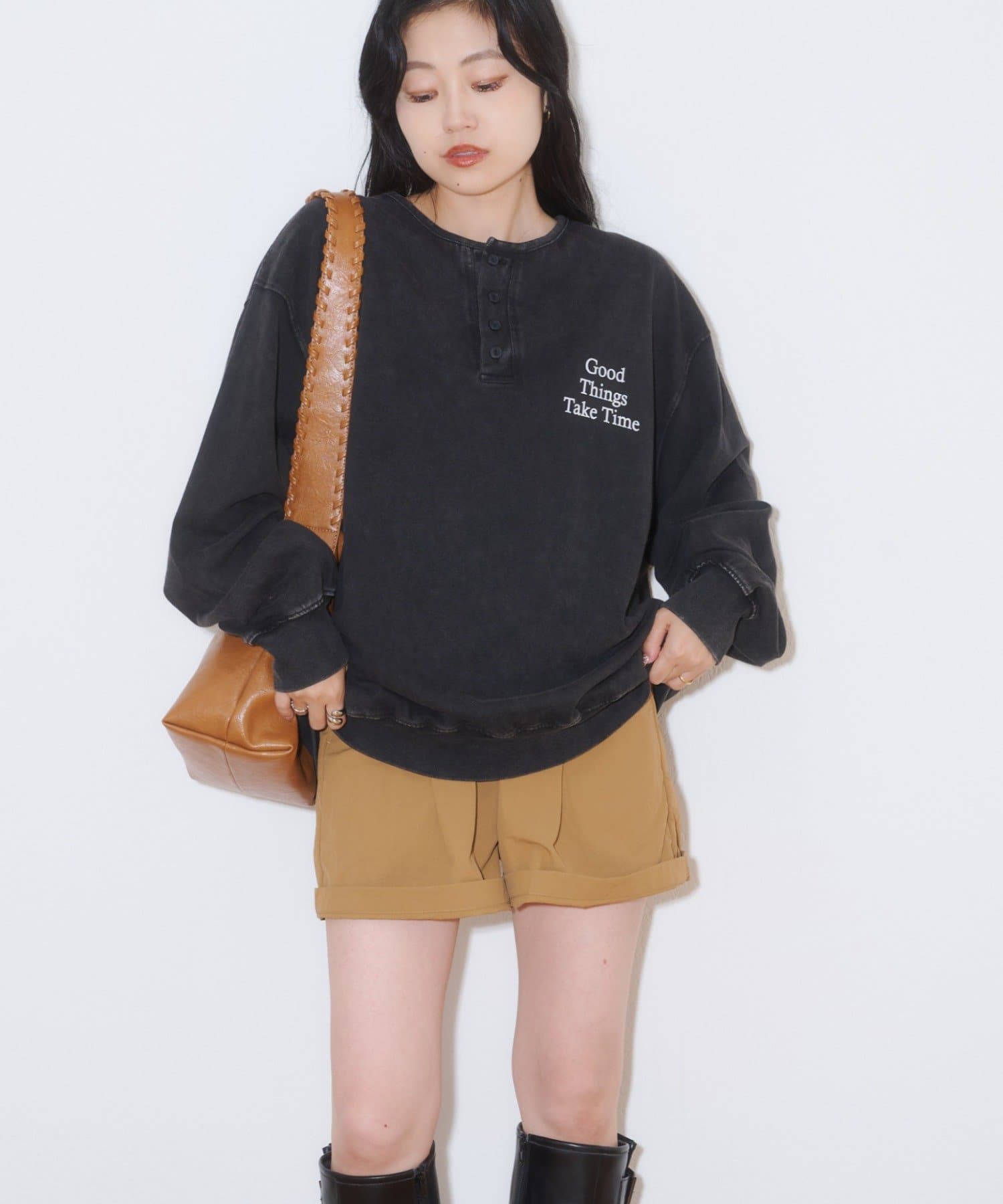CIAOPANIC TYPY(チャオパニックティピー) パウダー加工ヘンリーロンTEE