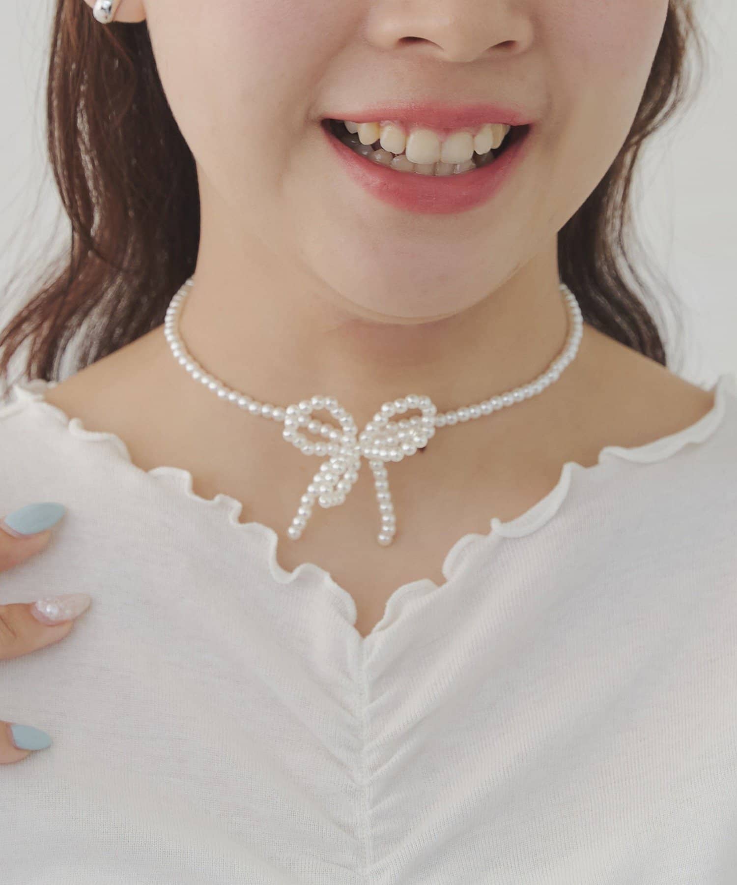 Lattice(ラティス) リボンビーズネックレス
