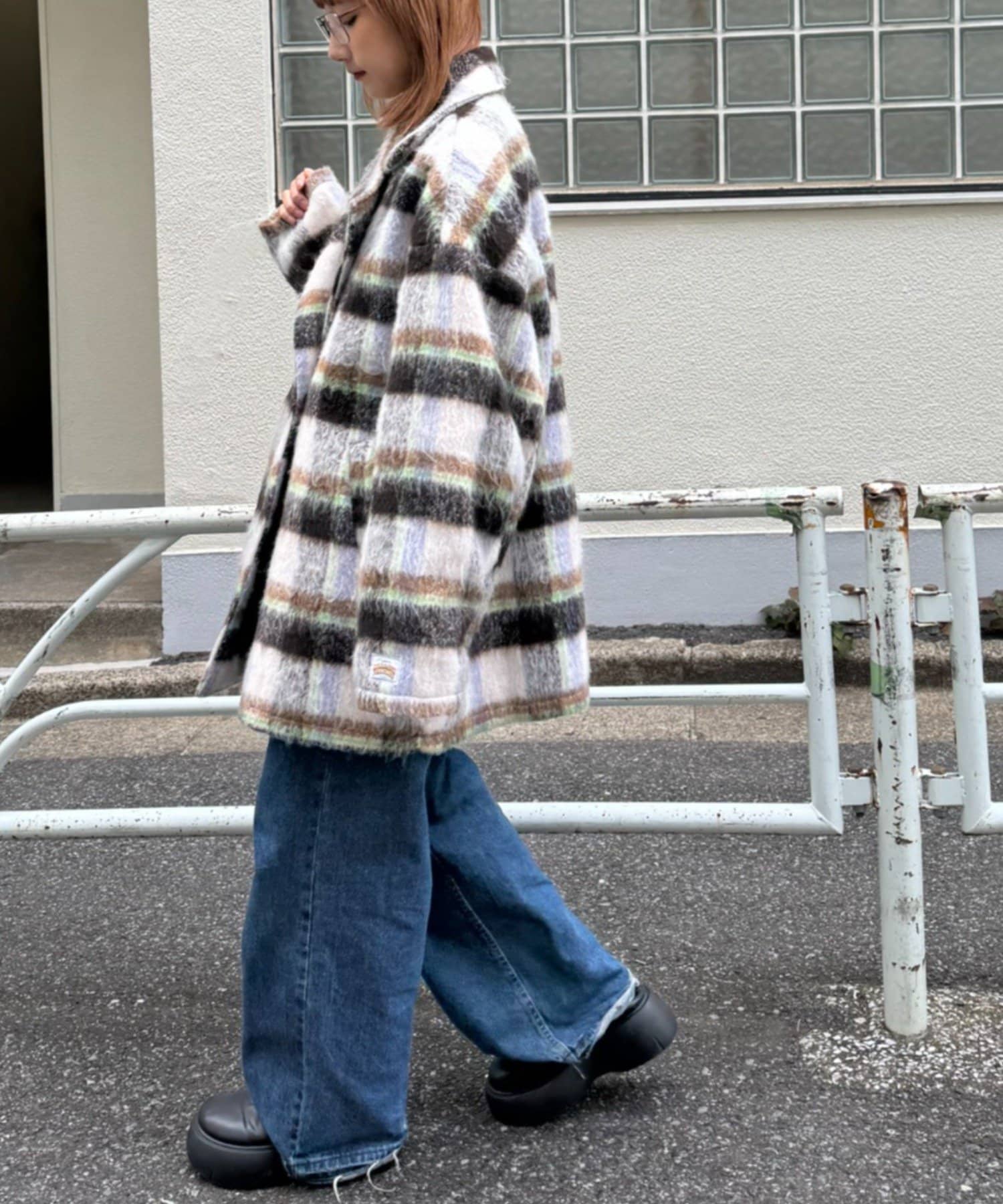 OUTLET(アウトレット) 【CIAOPANIC TYPY】チェックシャギーオーバーコート