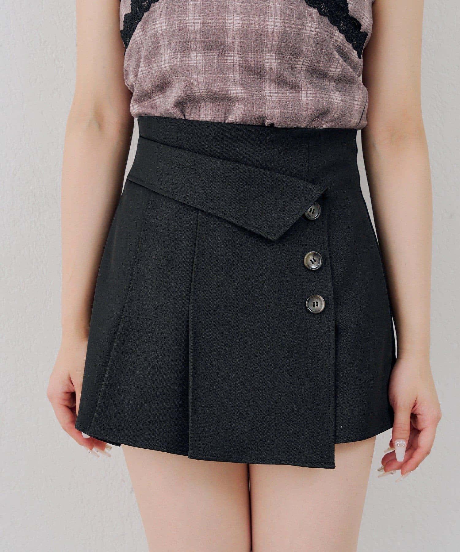 continuer】折り返しプリーツミニスカート | NICE CLAUP / OLIVE des