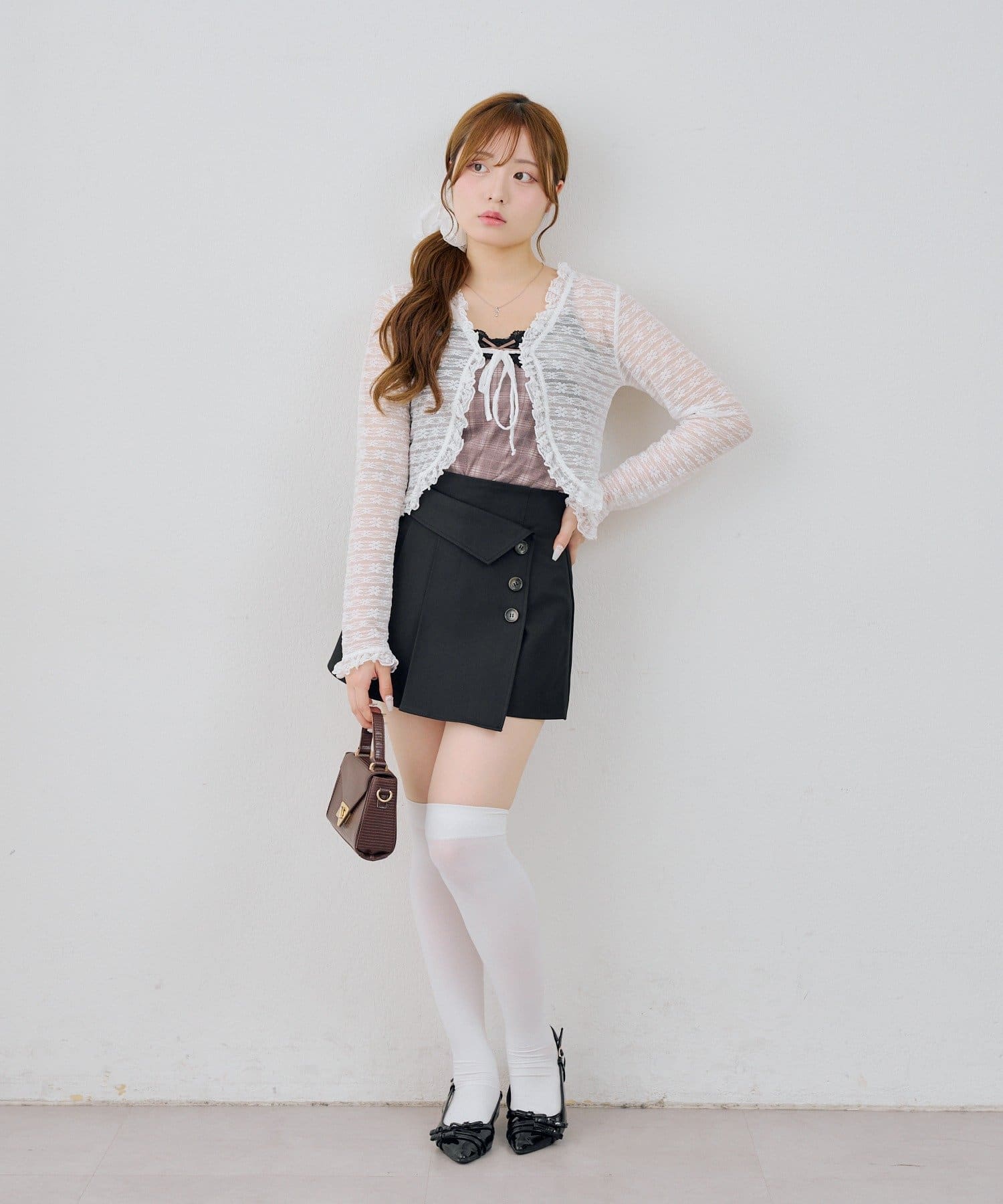continuer】折り返しプリーツミニスカート | NICE CLAUP / OLIVE des