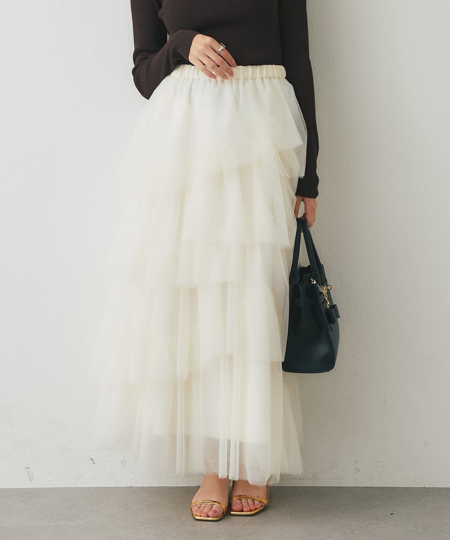 La boutique BonBon(ラブティックボンボン) 【低身長向けPMサイズあり】イレヘムティアードチュールスカート