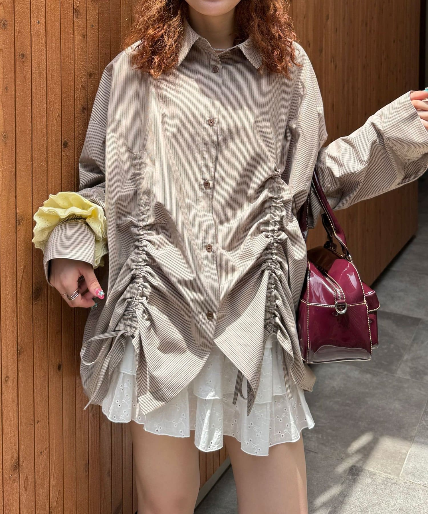 CIAOPANIC(チャオパニック) アソート柄シャーリングBIGシャツ