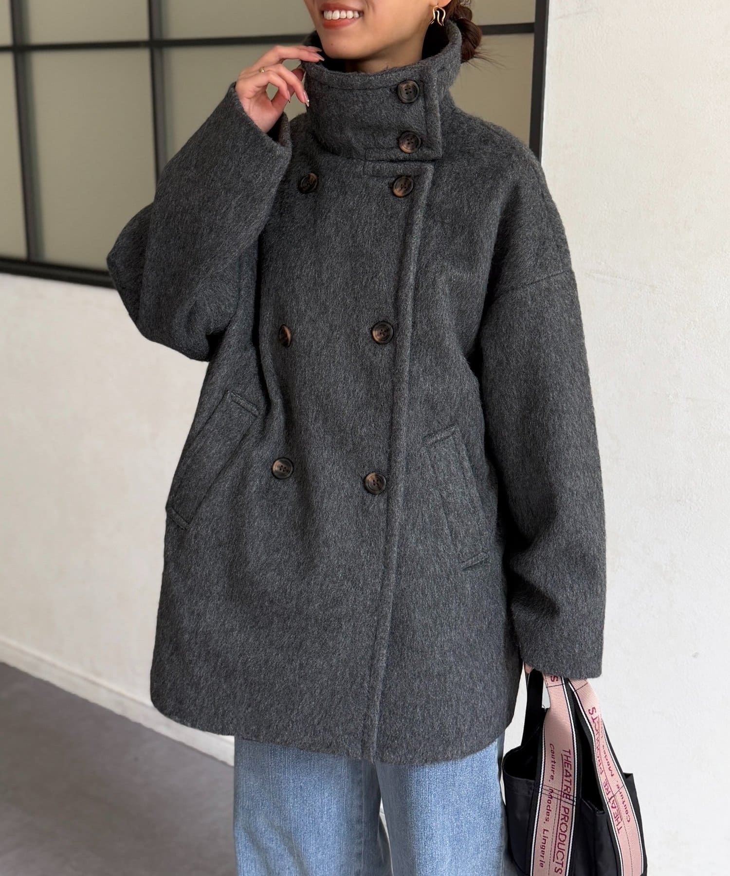 Chez toi(シェトワ) シャギースタンドネックコート
