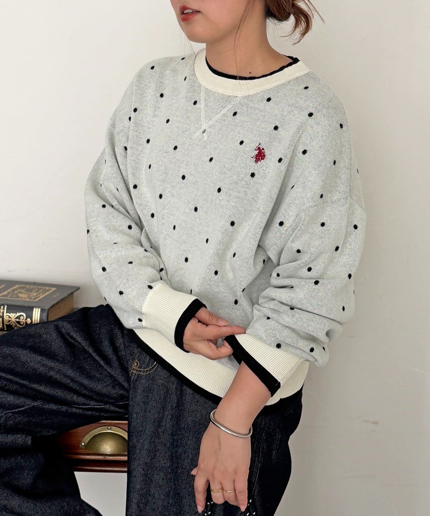 CPCM(シーピーシーエム) 【U.S. POLO ASSN.】フェイクレイヤードスウェットライクニット