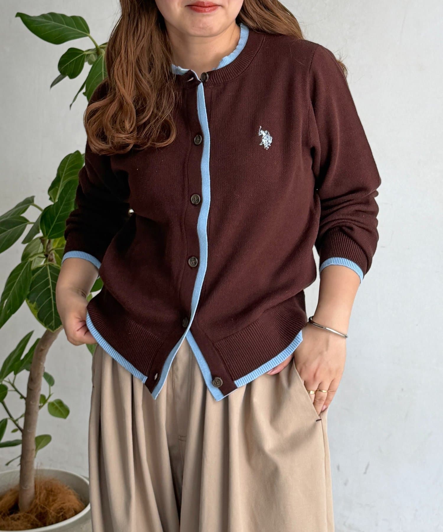 CPCM(シーピーシーエム) 【U.S. POLO ASSN.】フェイクレイヤードクルーカーディガン